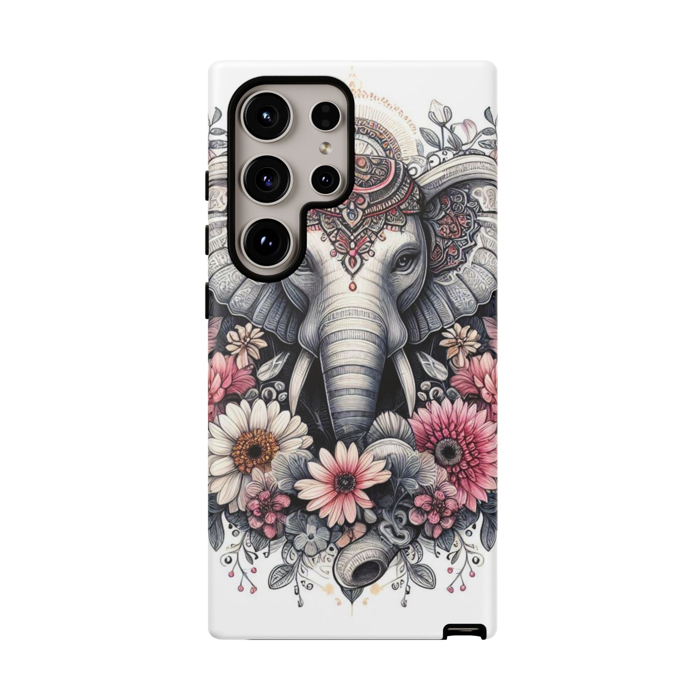 Royal Elephant Mandala Phone Case – Intricate Bohemian Floral Design