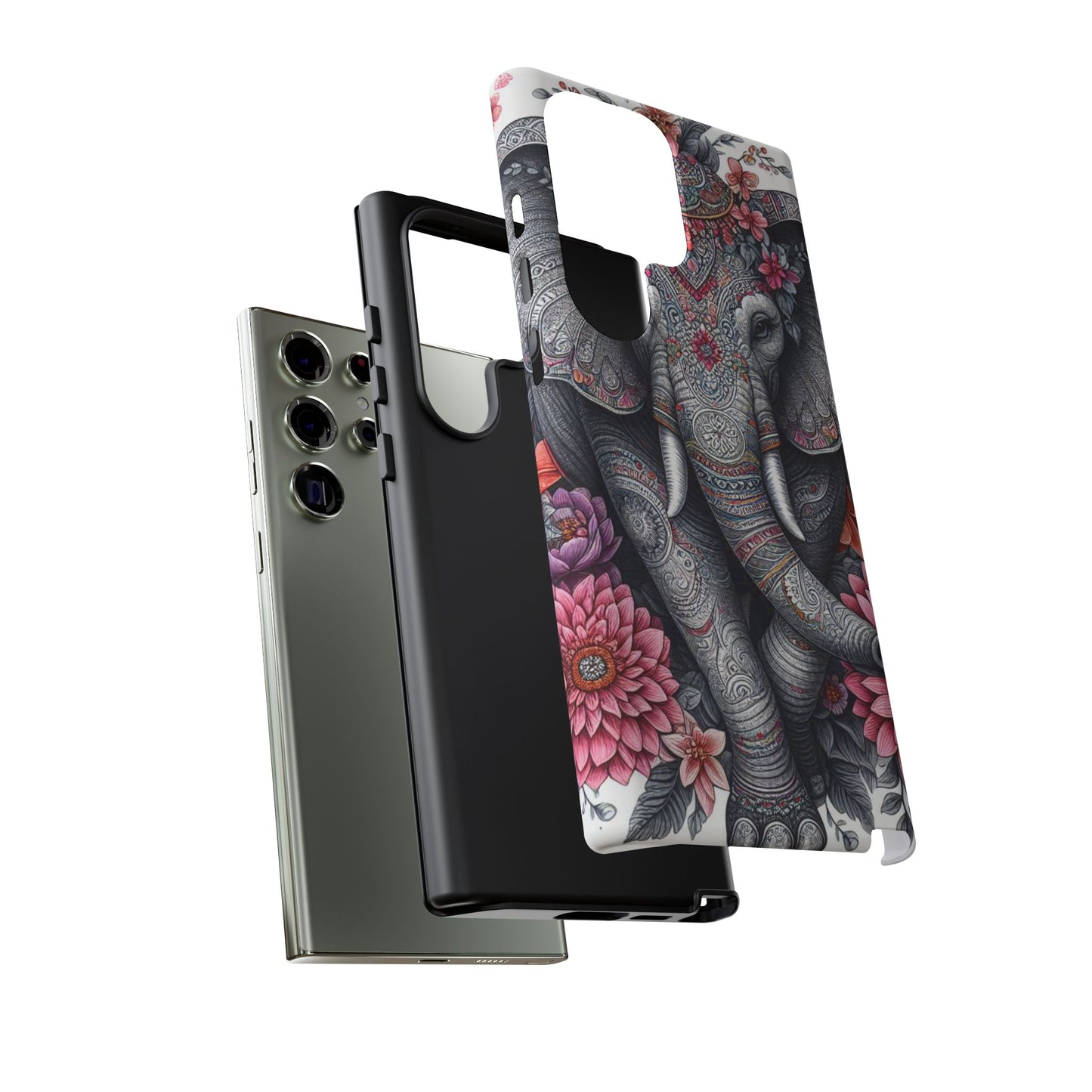 Bohemian Floral Elephant Mobile Cover – Intricate Mandala Art