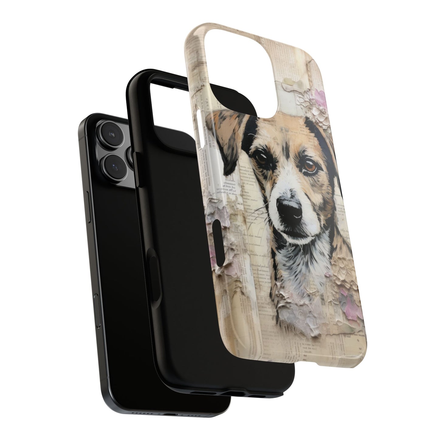 Vintage Collage Dog Portrait Mobile Cover – Artistic Mixed Media Design