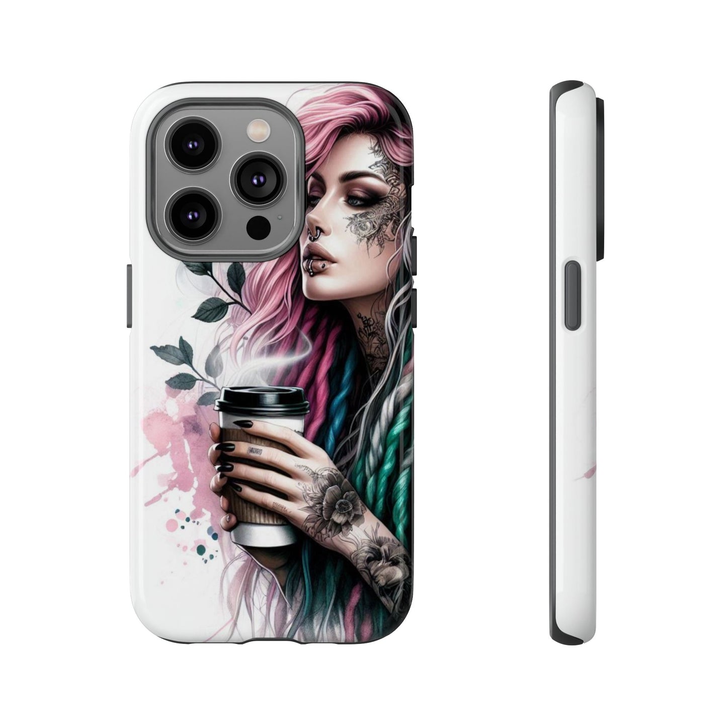 Boho Rebel – Vibrant Dreadlocks & Tattooed Coffee Lover Mobile Cover