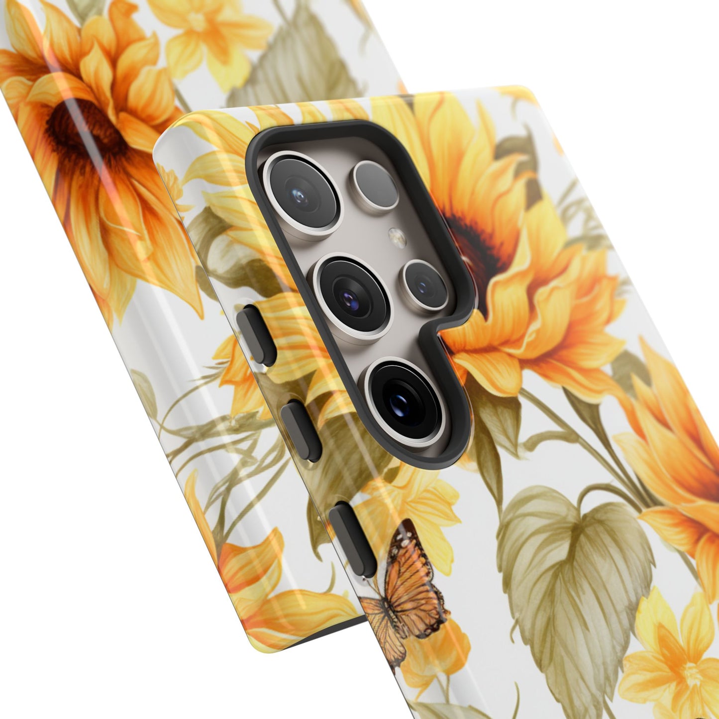 Golden Sunflower & Butterfly Phone Case – Warm & Elegant