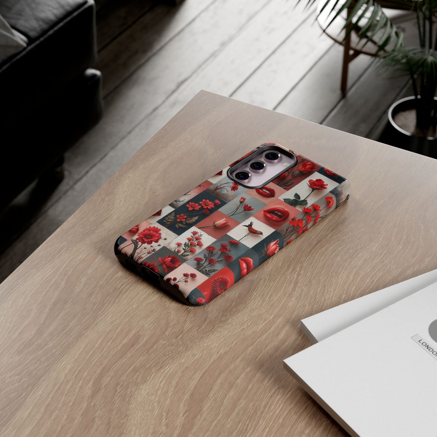 Red Flowers & Lips Collage Phone Case