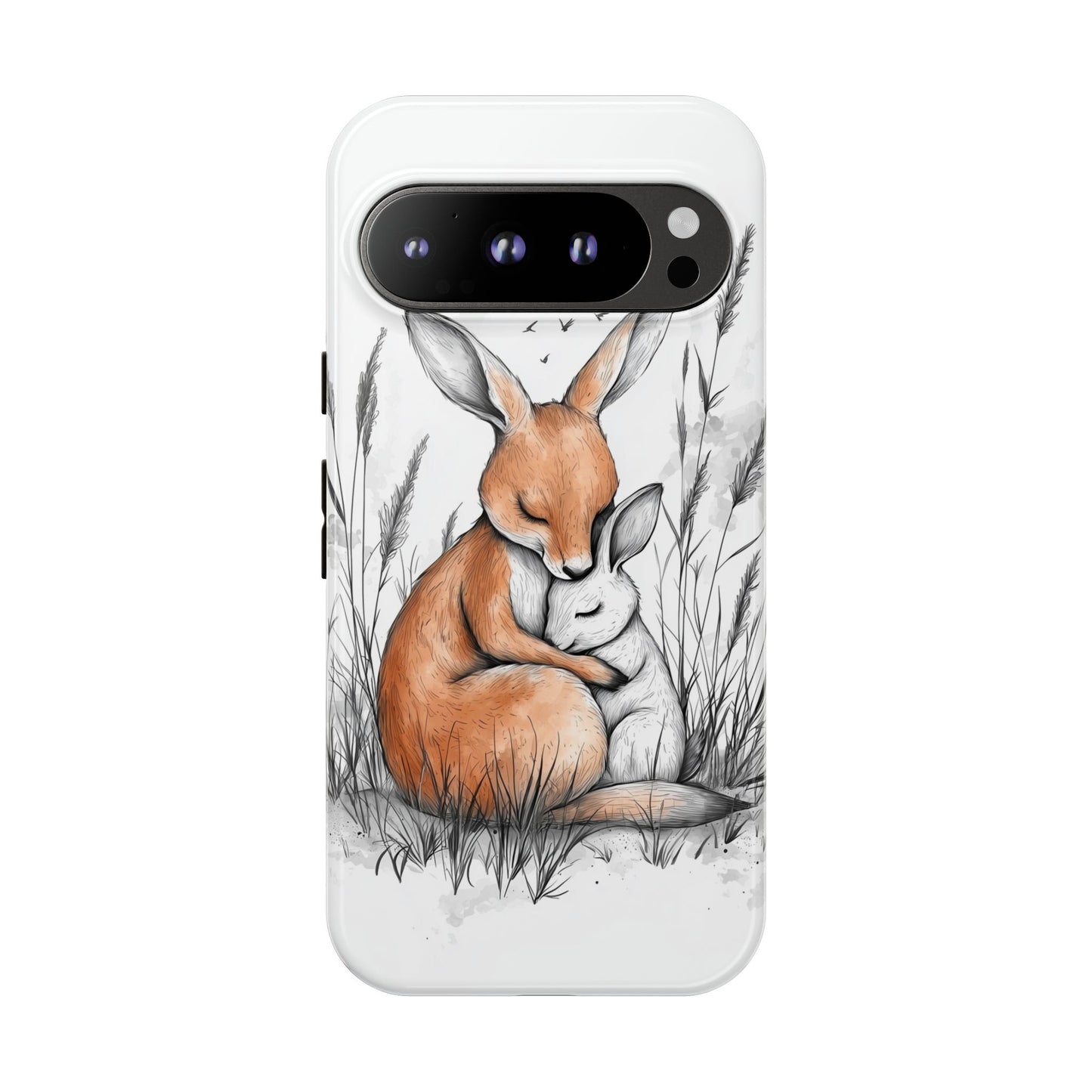 Bunny Embrace: Watercolor Woodland Hug Phone Case for iPhone, Samsung & Pixel