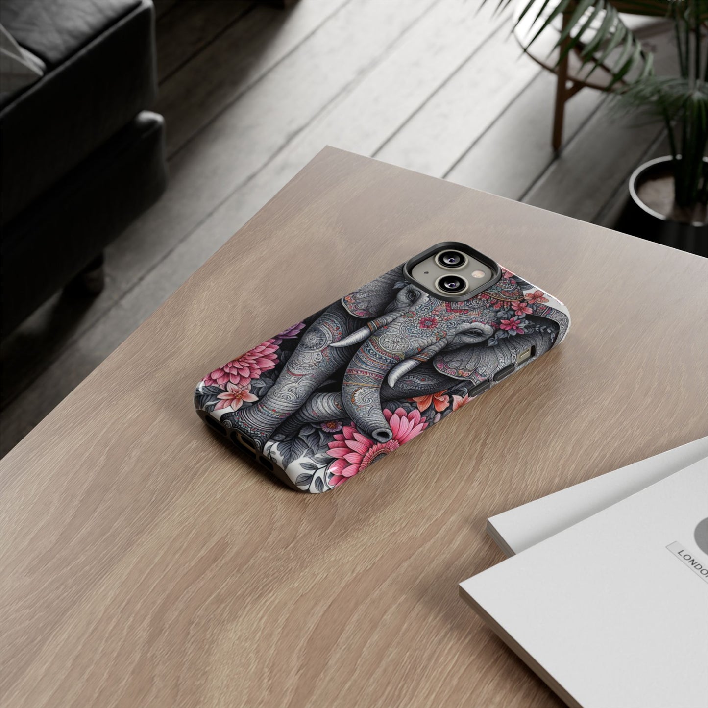 Bohemian Floral Elephant Mobile Cover – Intricate Mandala Art
