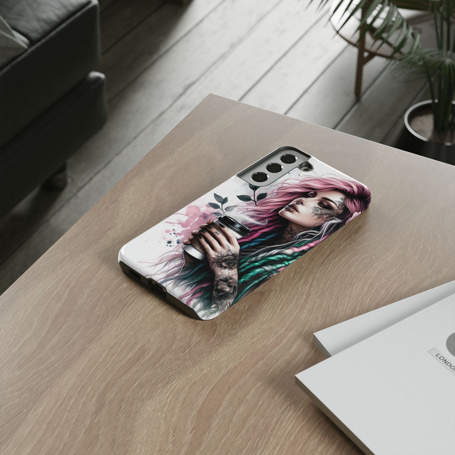 Boho Rebel – Vibrant Dreadlocks & Tattooed Coffee Lover Mobile Cover