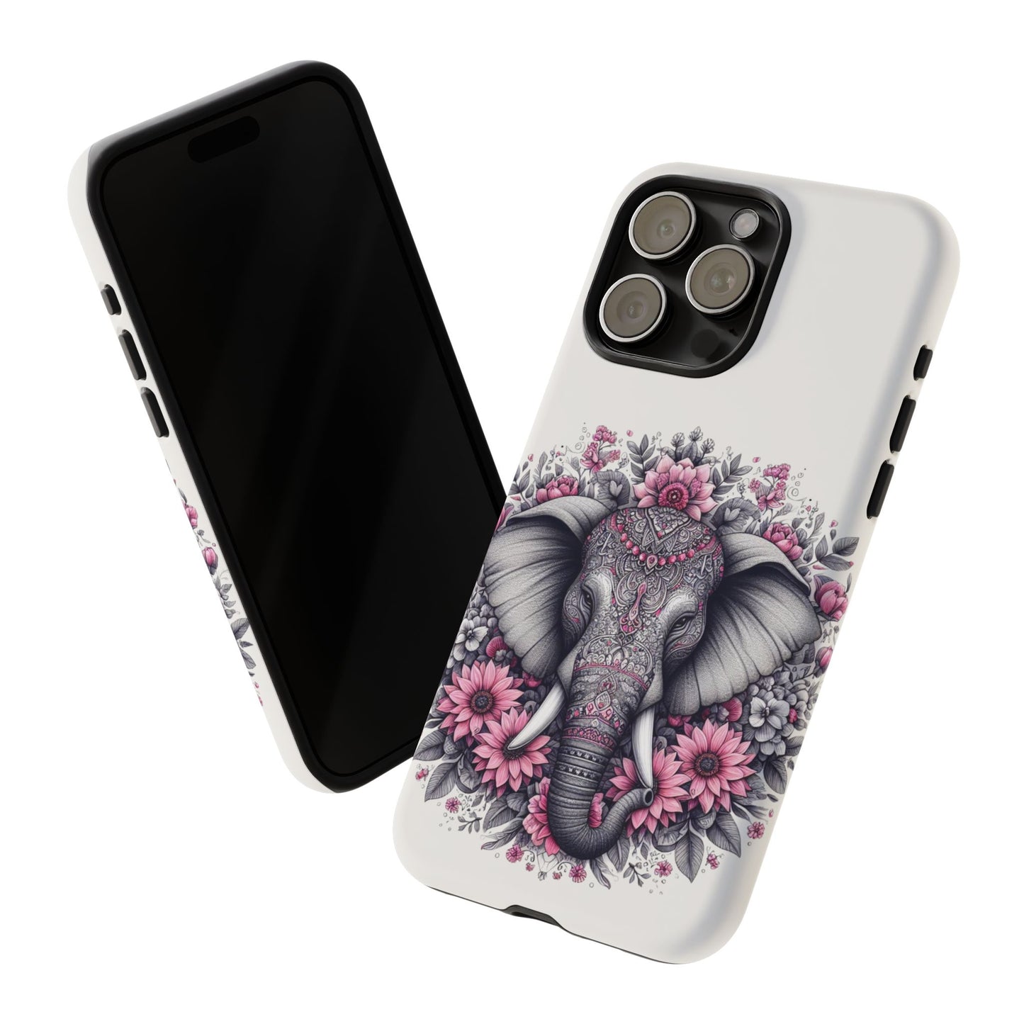 Intricate Floral Elephant Mobile Cover – Mandala-Inspired Boho Art
