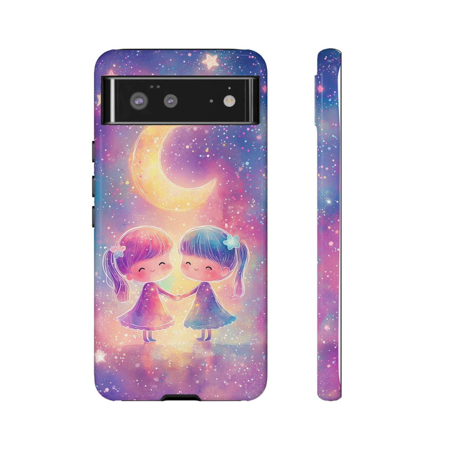Moonlit Friendship Galaxy Phone Case for iPhone, Samsung, Google Pixel
