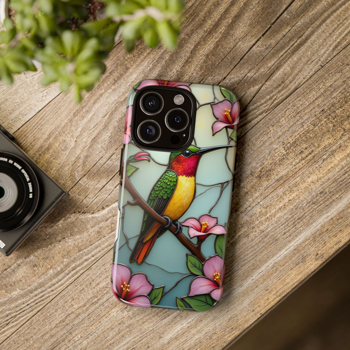Elegant Hummingbird with Floral Mosaic | Artistic Nature Design
