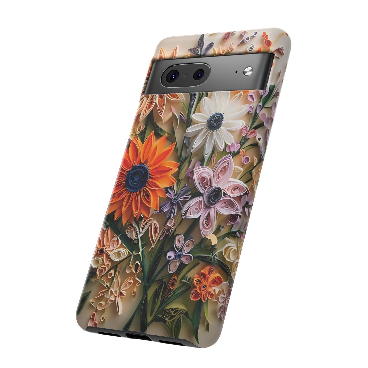 Intricate Quilled Floral Artwork In Vibrant Colors phone case design.