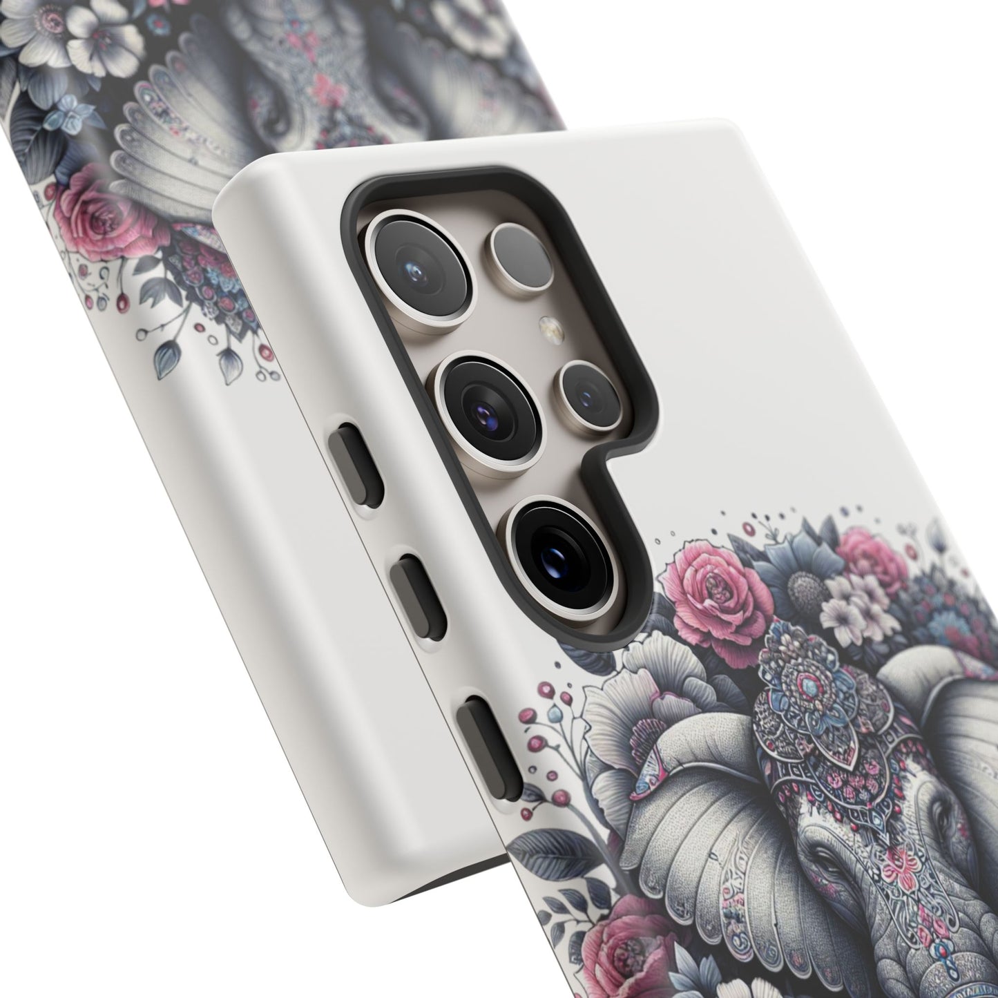 Ornate Floral Elephant Mobile Cover – Elegant Bohemian Art