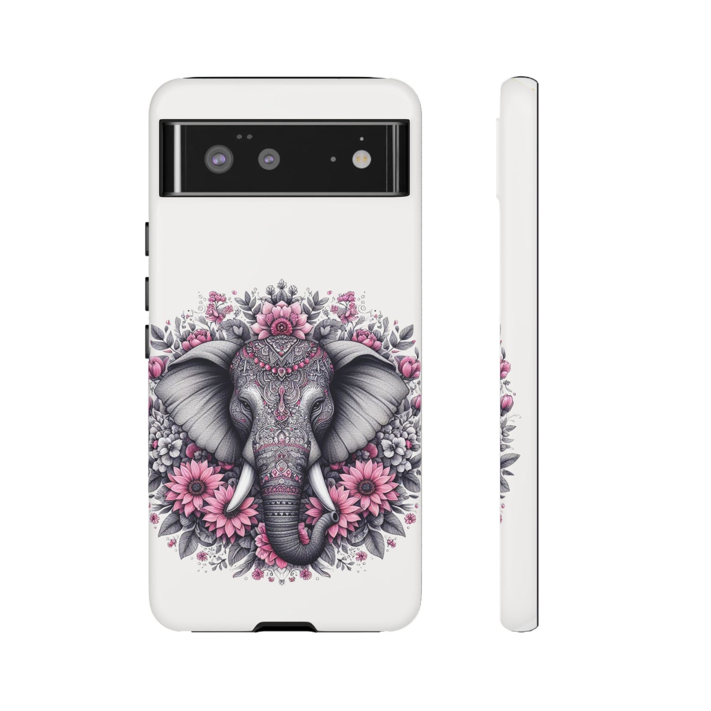 Intricate Floral Elephant Mobile Cover – Mandala-Inspired Boho Art
