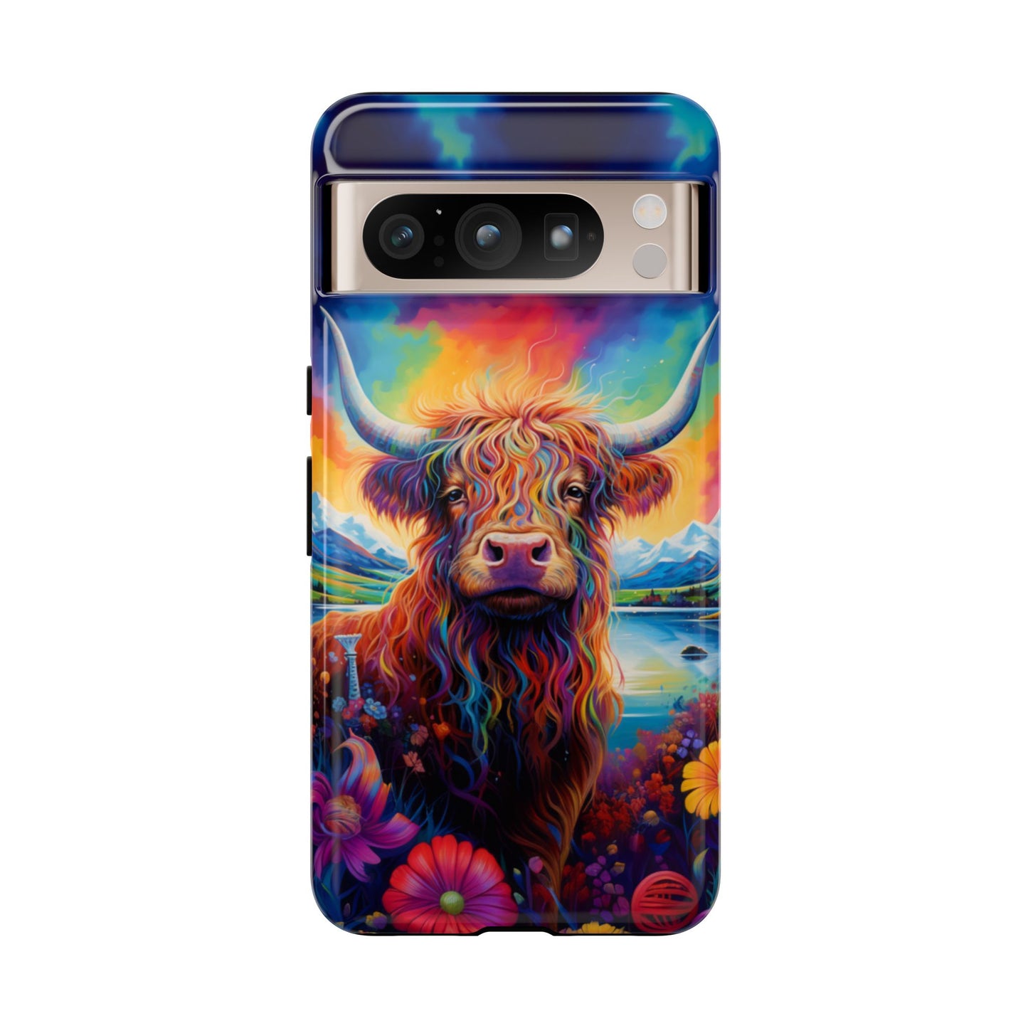 Grafitti Heifer Print Phone Case - iPhone, Samsung & Google Pixel Cover - Artistic Cow Phone Case, Animal Lover Gift
