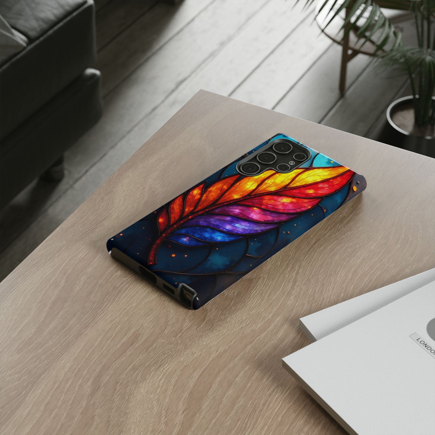 Vivid Feather: Stained Glass Abstract Art