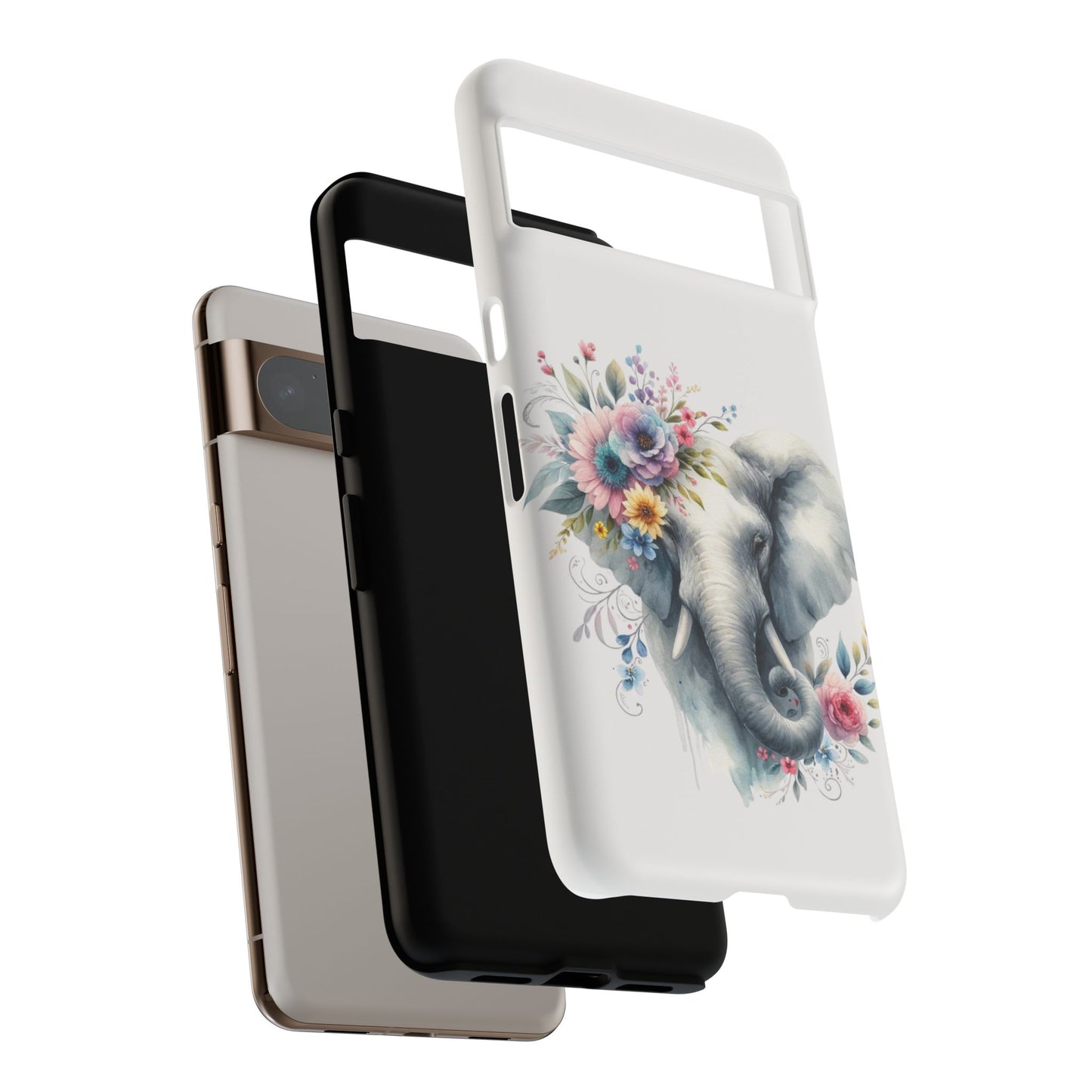 Floral Elephant Mobile Cover – Elegant Watercolor Art