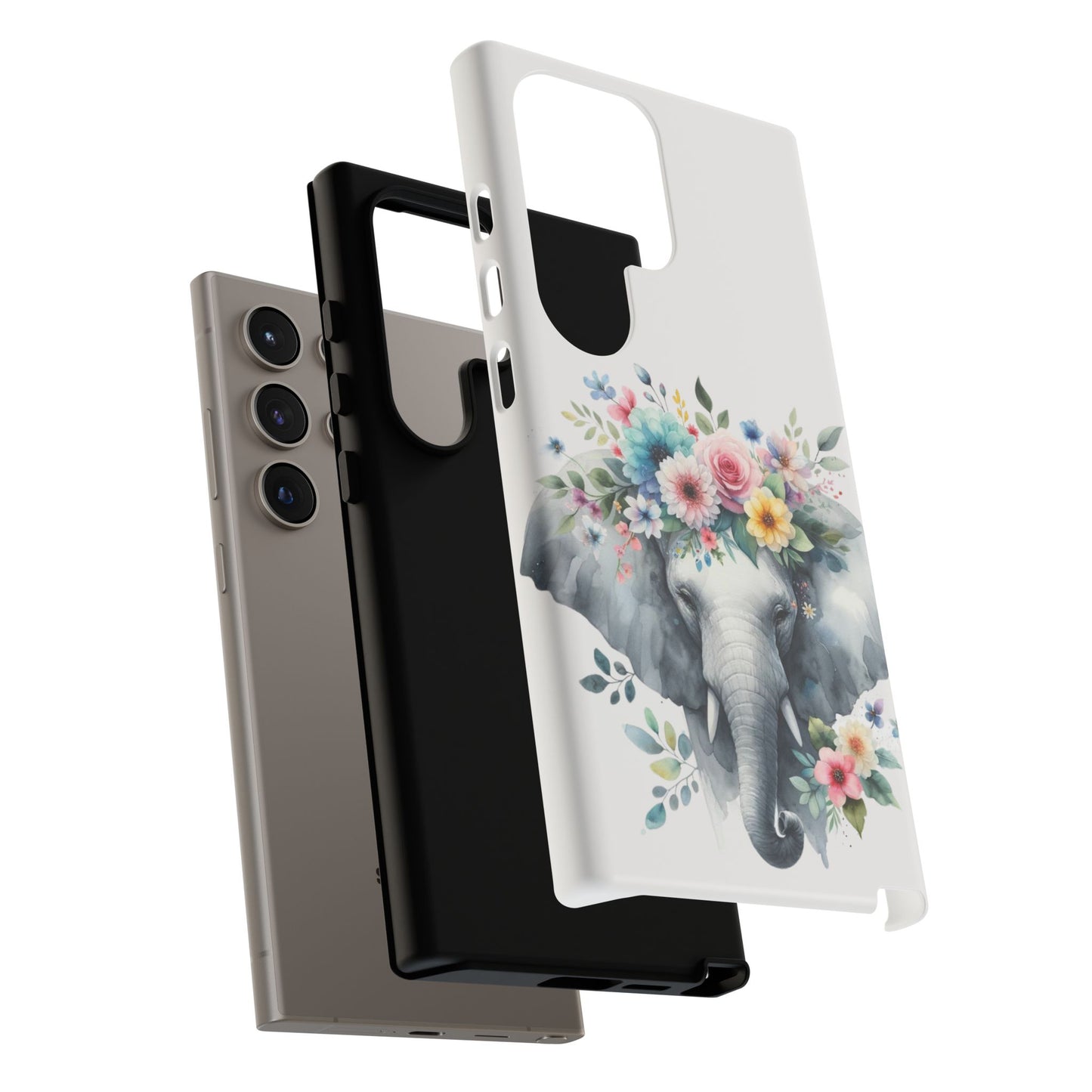Floral Crown Elephant Mobile Cover – Elegant Watercolor Art
