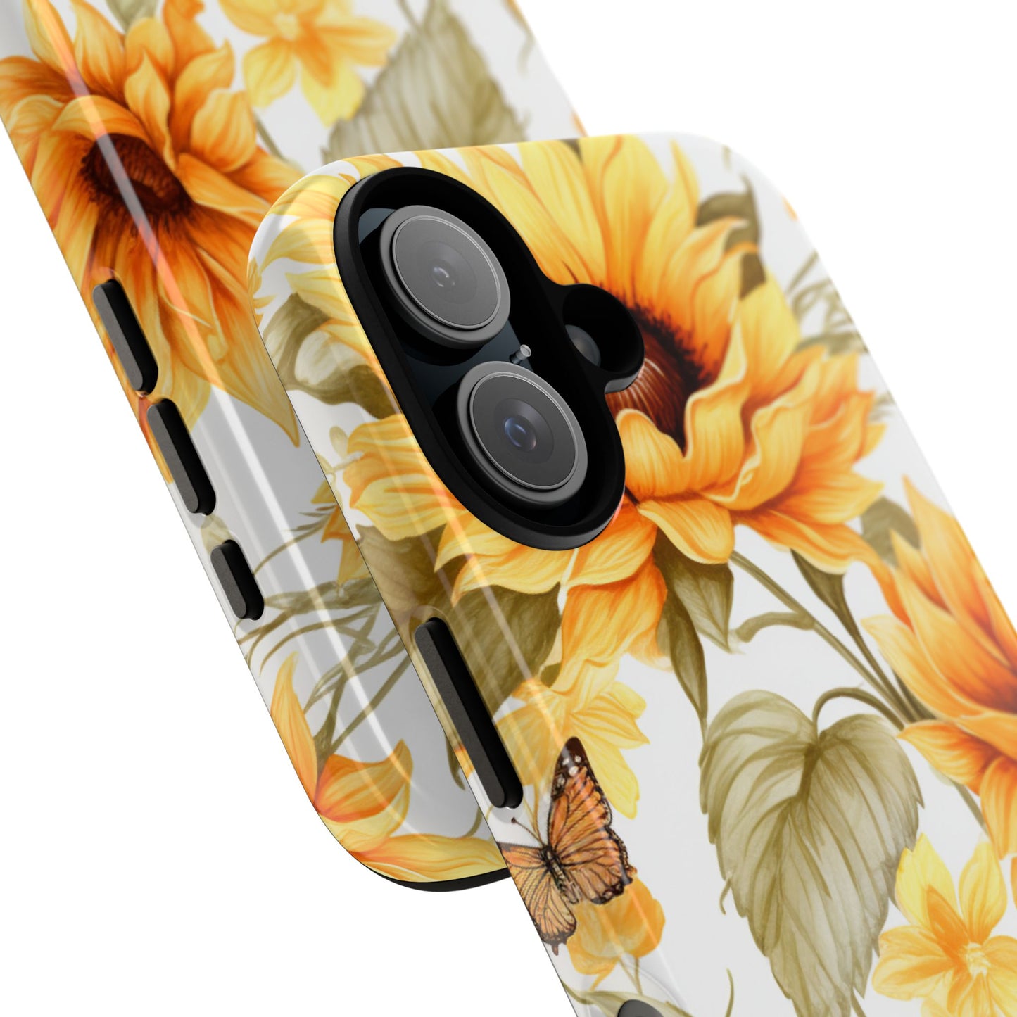 Golden Sunflower & Butterfly Phone Case – Warm & Elegant