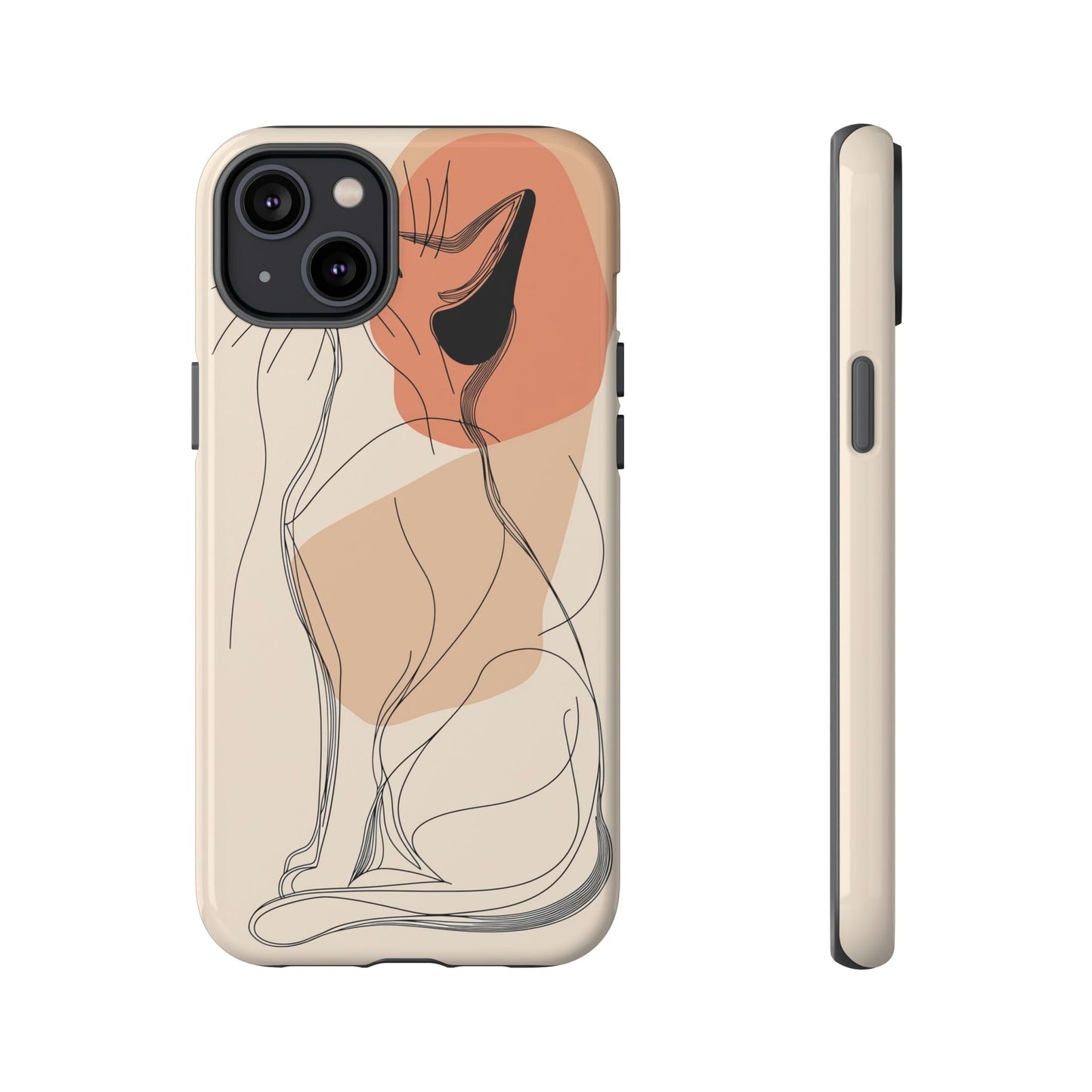 Graceful Cat Outline: Abstract Whiskered Beauty Phone Case for iPhone, Samsung & Pixel