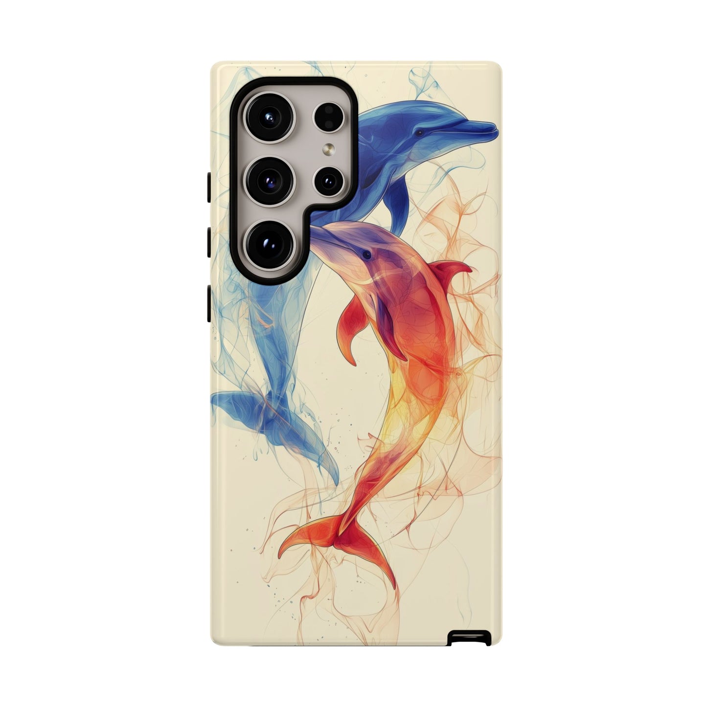 Elemental Dolphins: Fire & Water Fusion Phone Case for iPhone, Samsung & Pixel