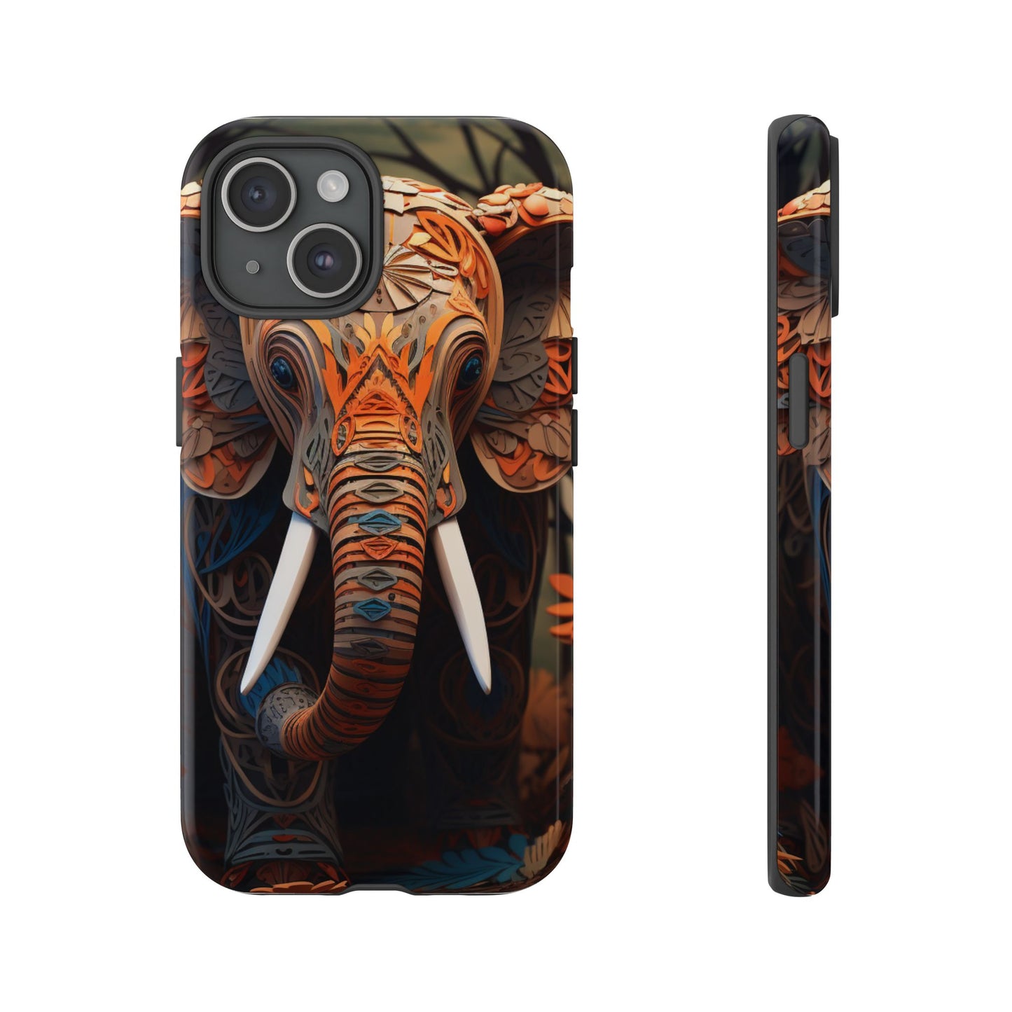 Elegant Artistic Elephant Mobile Cover – Intricate Paper-Cut Design