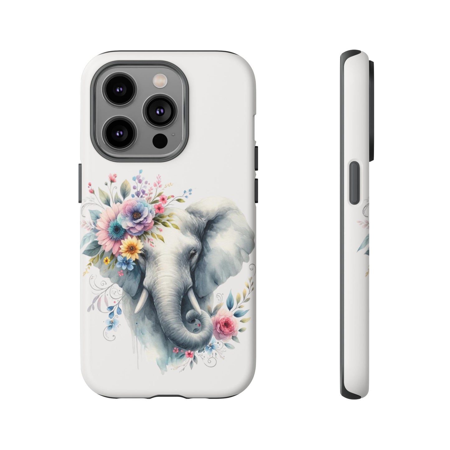 Floral Elephant Mobile Cover – Elegant Watercolor Art