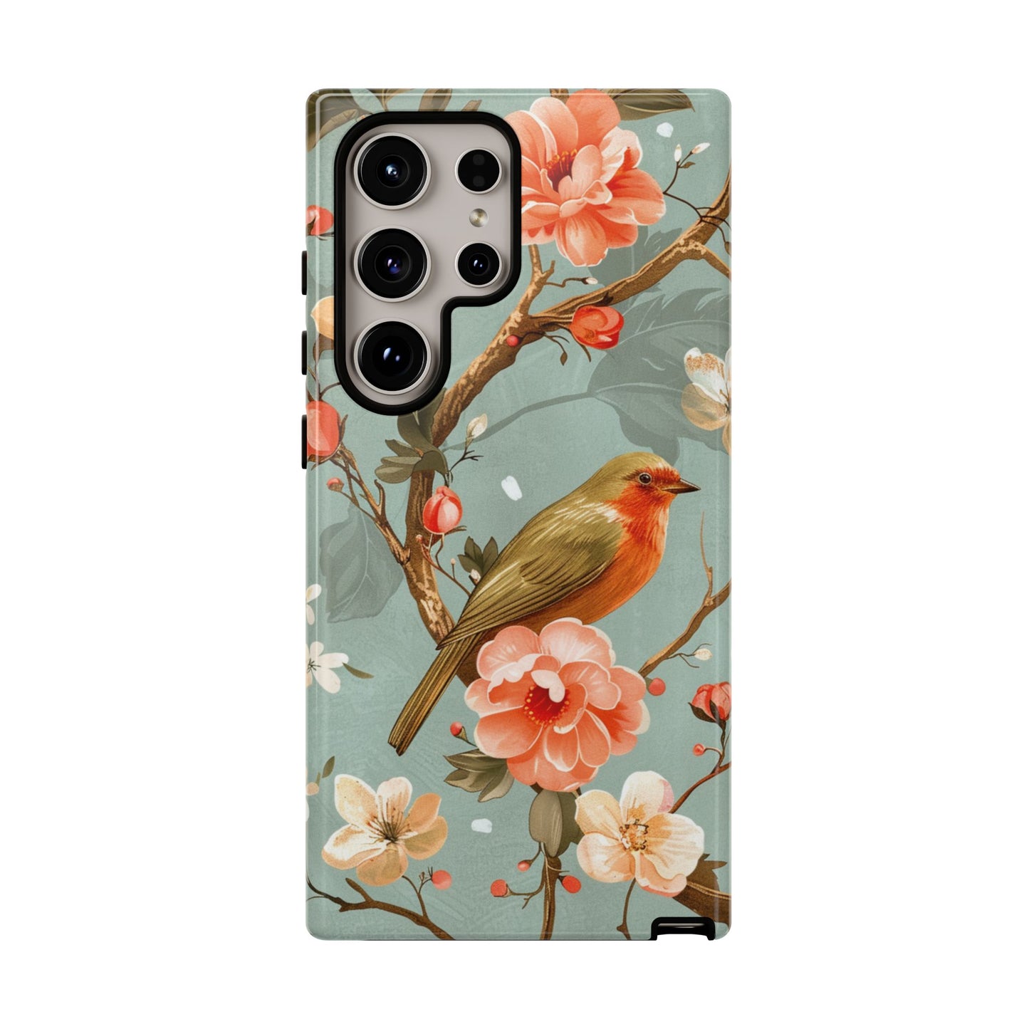 Floral Bird Phone Case - Elegant Nature-Inspired Cover for iPhone, Samsung & Google Pixel