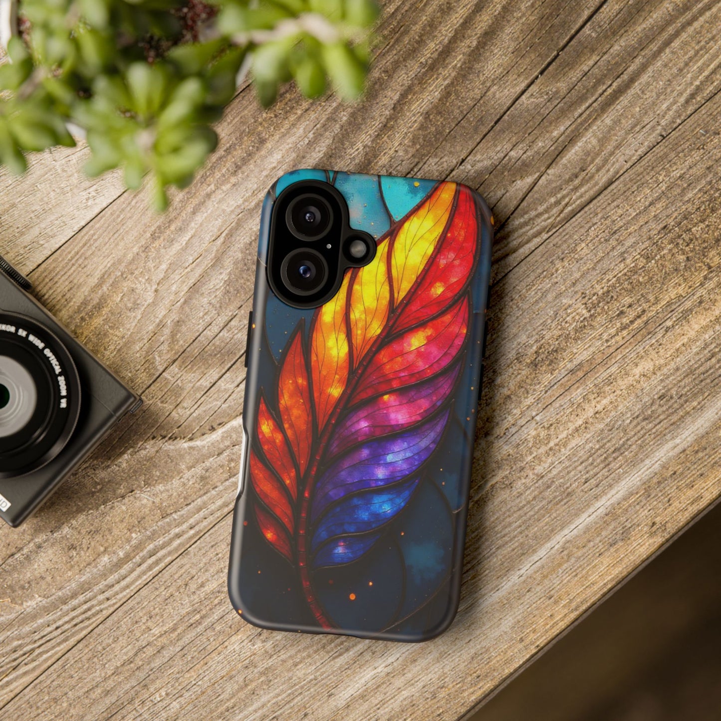 Vivid Feather: Stained Glass Abstract Art