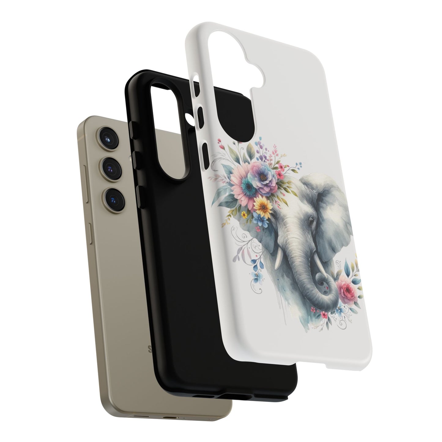 Floral Elephant Mobile Cover – Elegant Watercolor Art