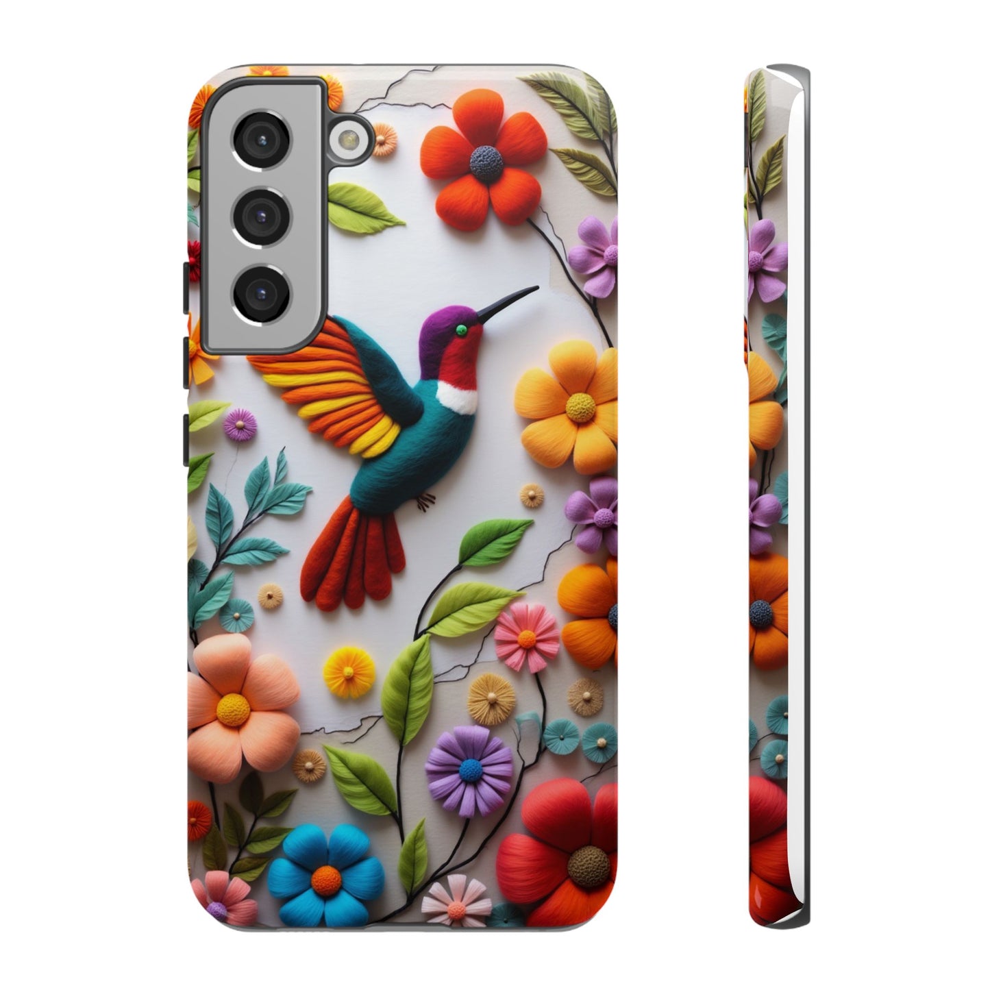 Embroidered Hummingbird with Floral Design | Nature's Elegant Stitch