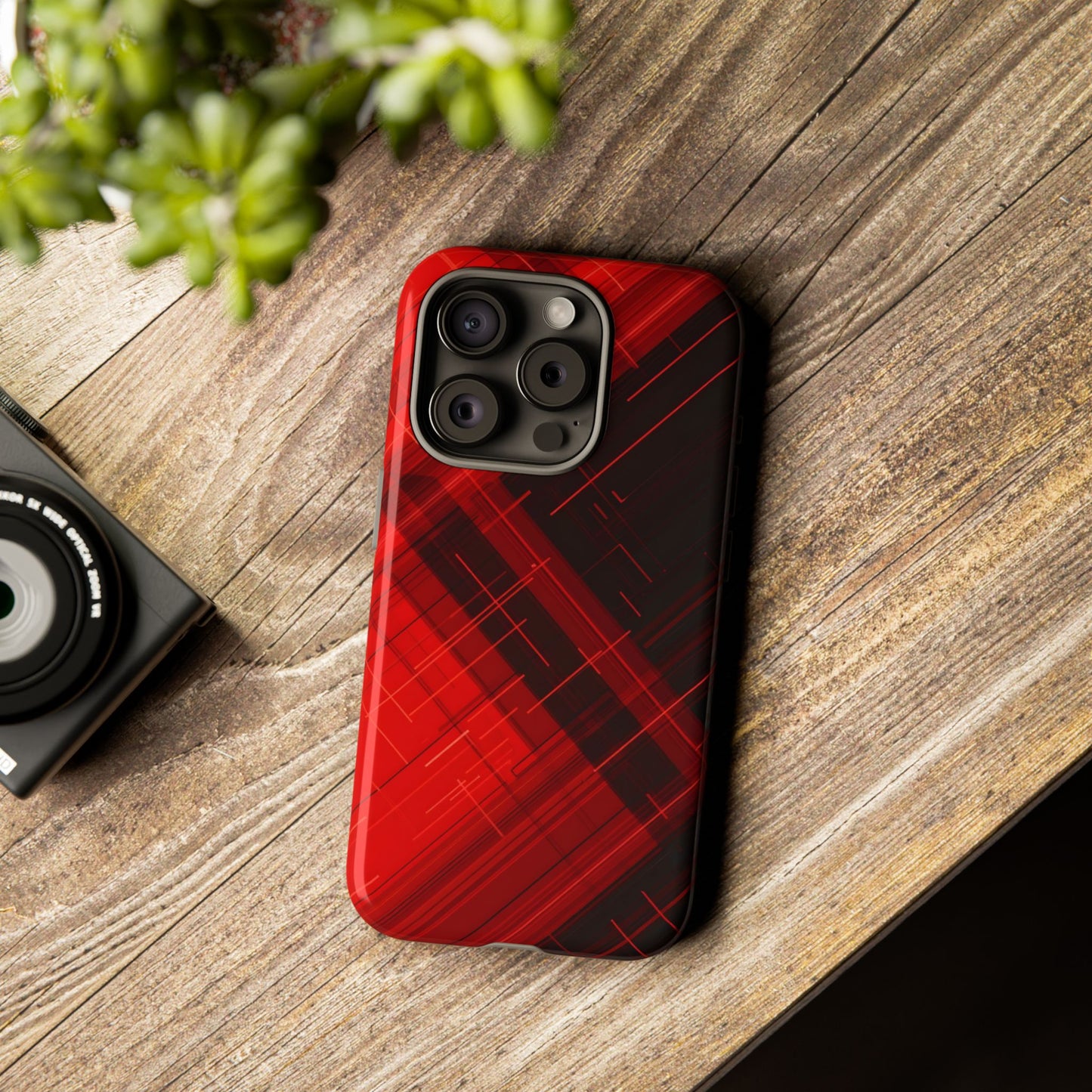 Abstract Red and Black Geometric Pattern
