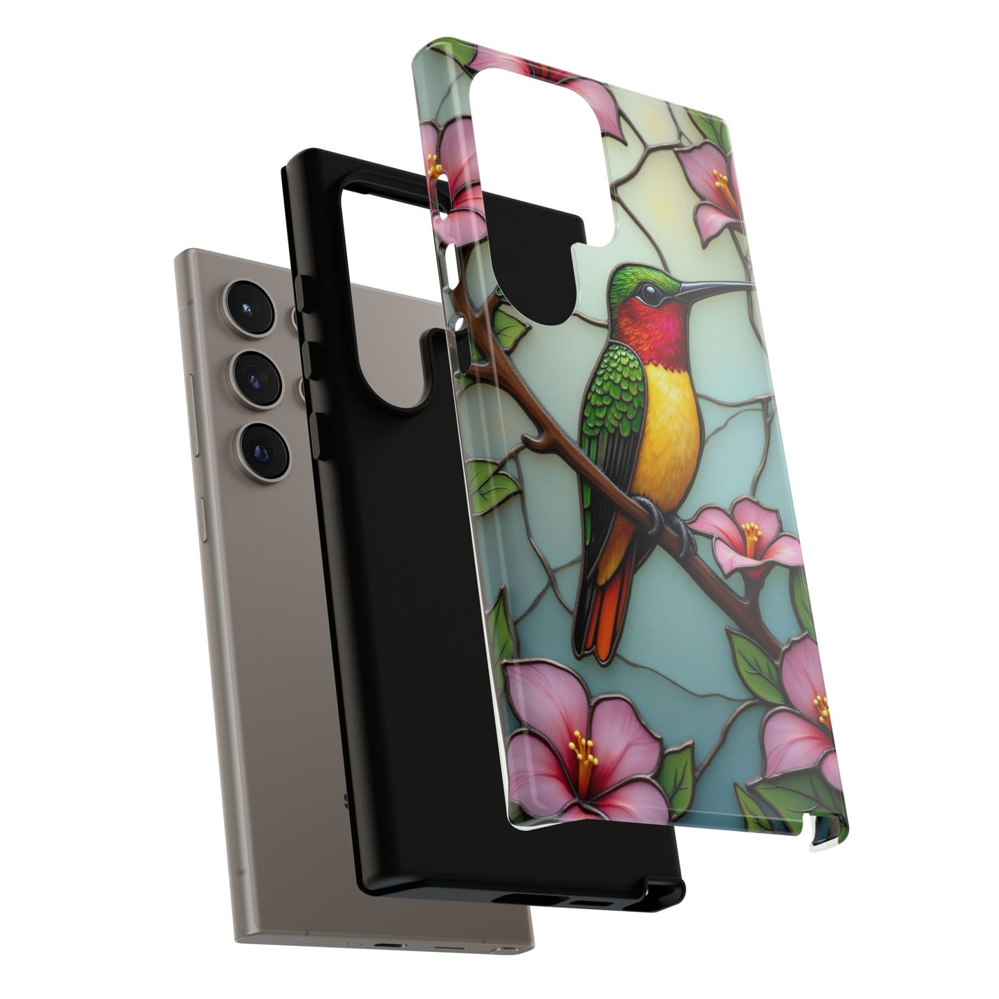 Elegant Hummingbird with Floral Mosaic | Artistic Nature Design
