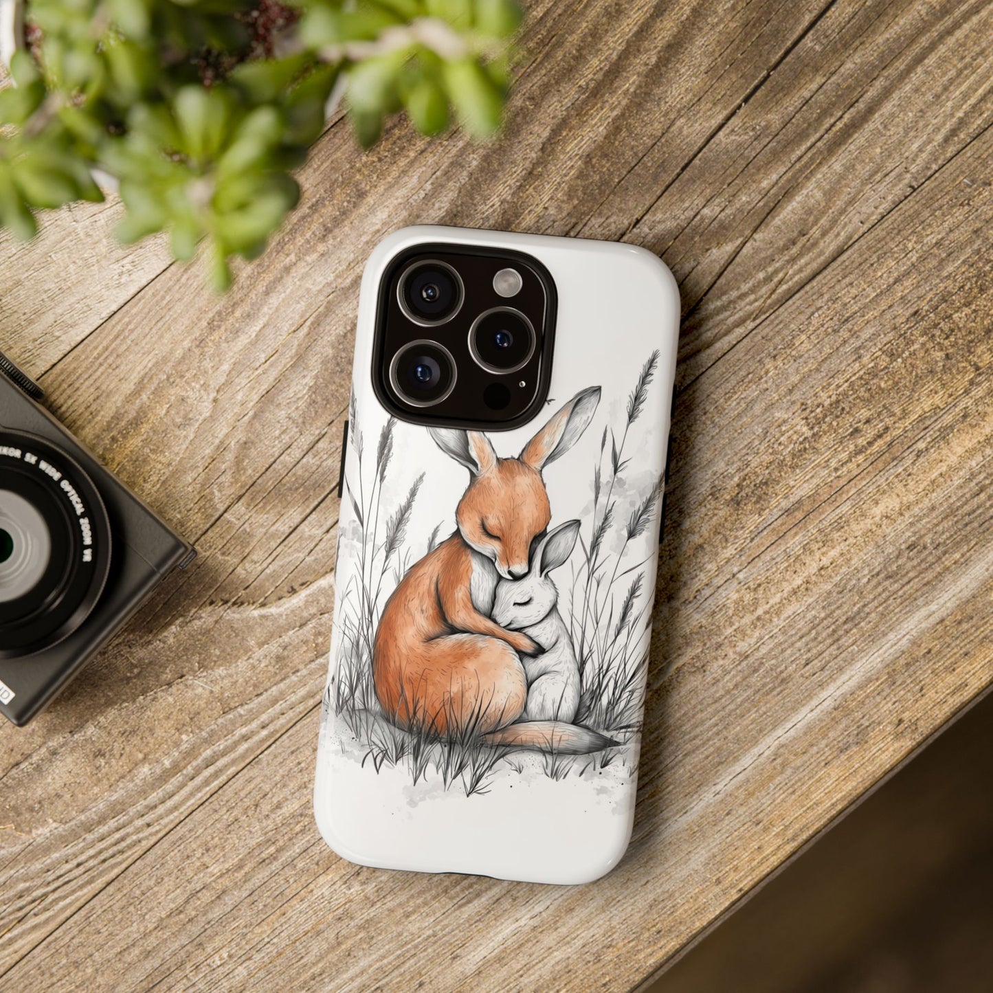 Bunny Embrace: Watercolor Woodland Hug Phone Case for iPhone, Samsung & Pixel