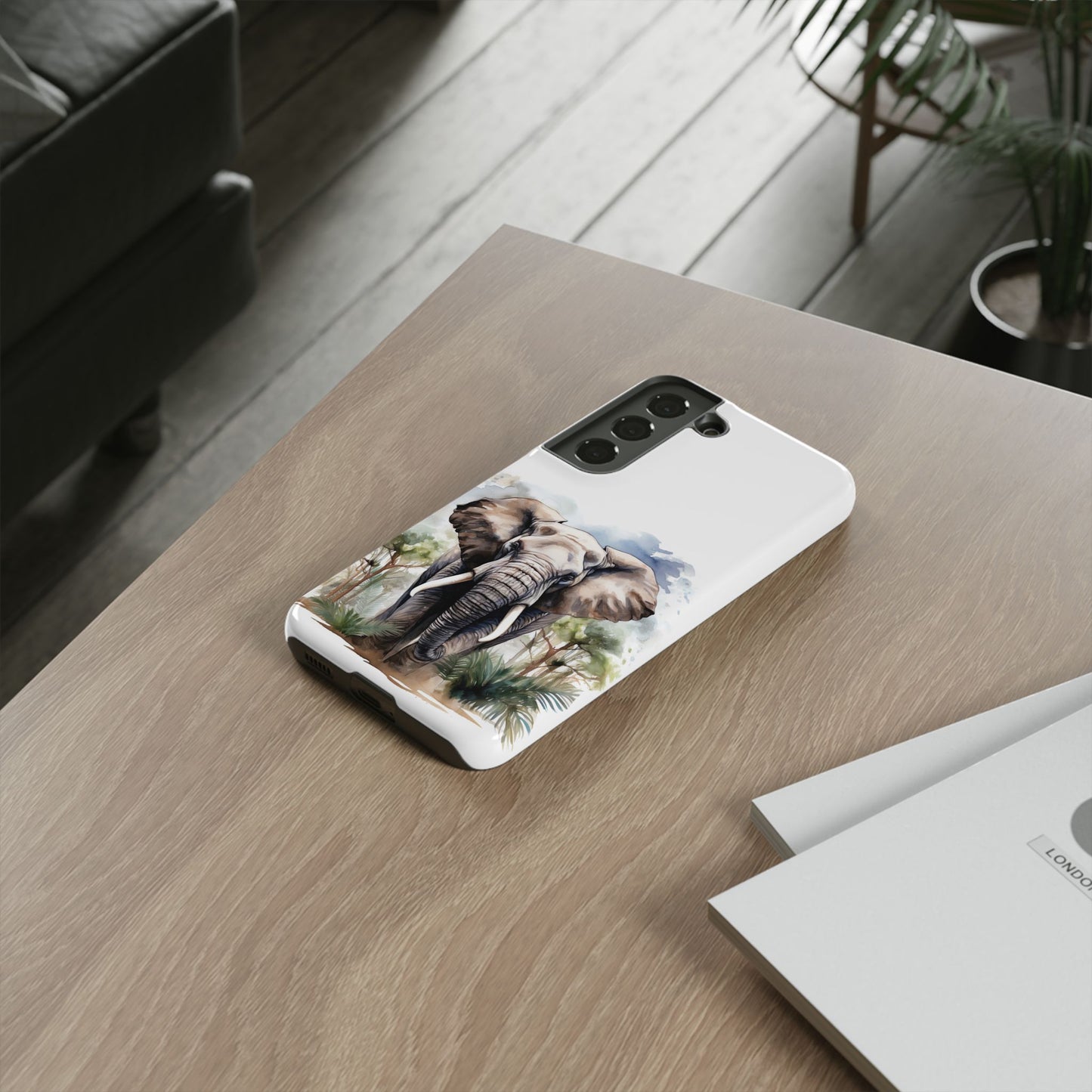 Majestic Watercolor Elephant Mobile Cover – Artistic Wildlife Design