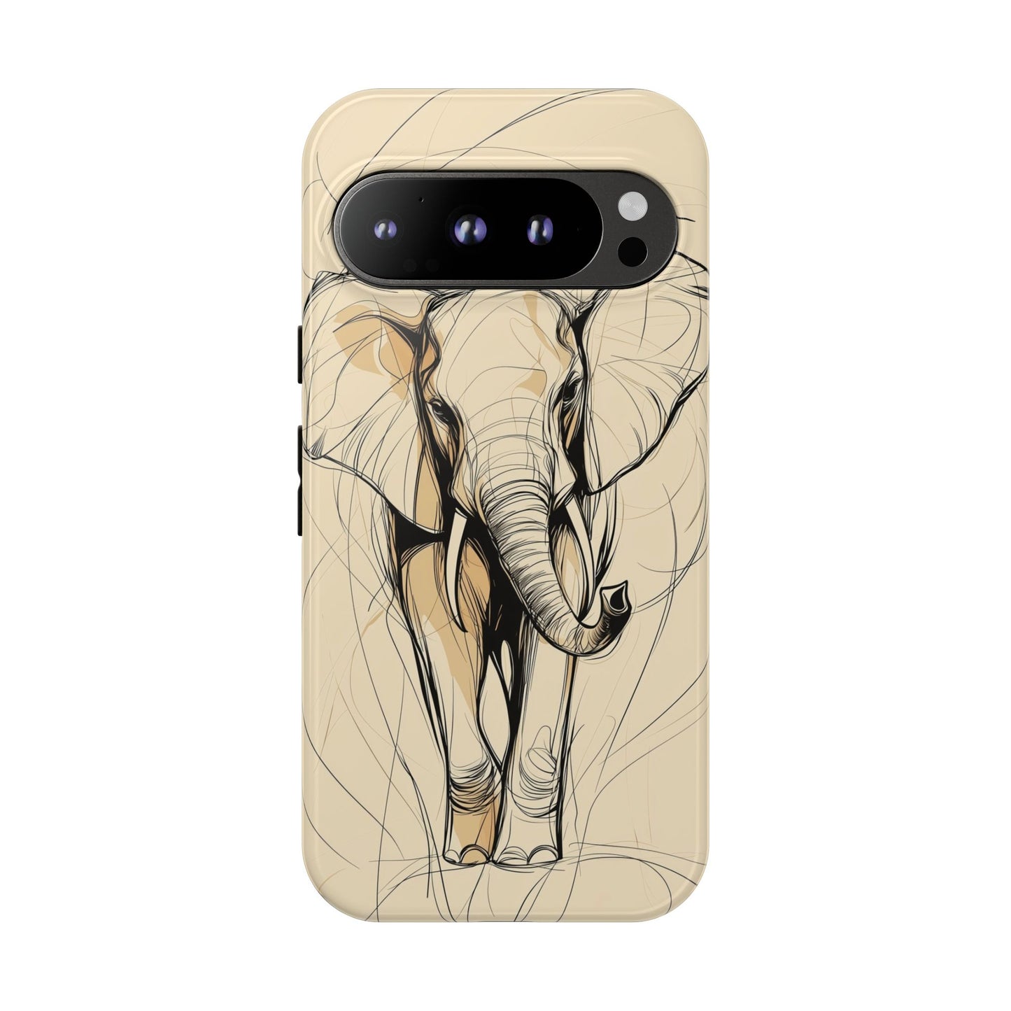 Majestic March: Dynamic Elephant Line Art Phone Case for iPhone, Samsung & Pixel
