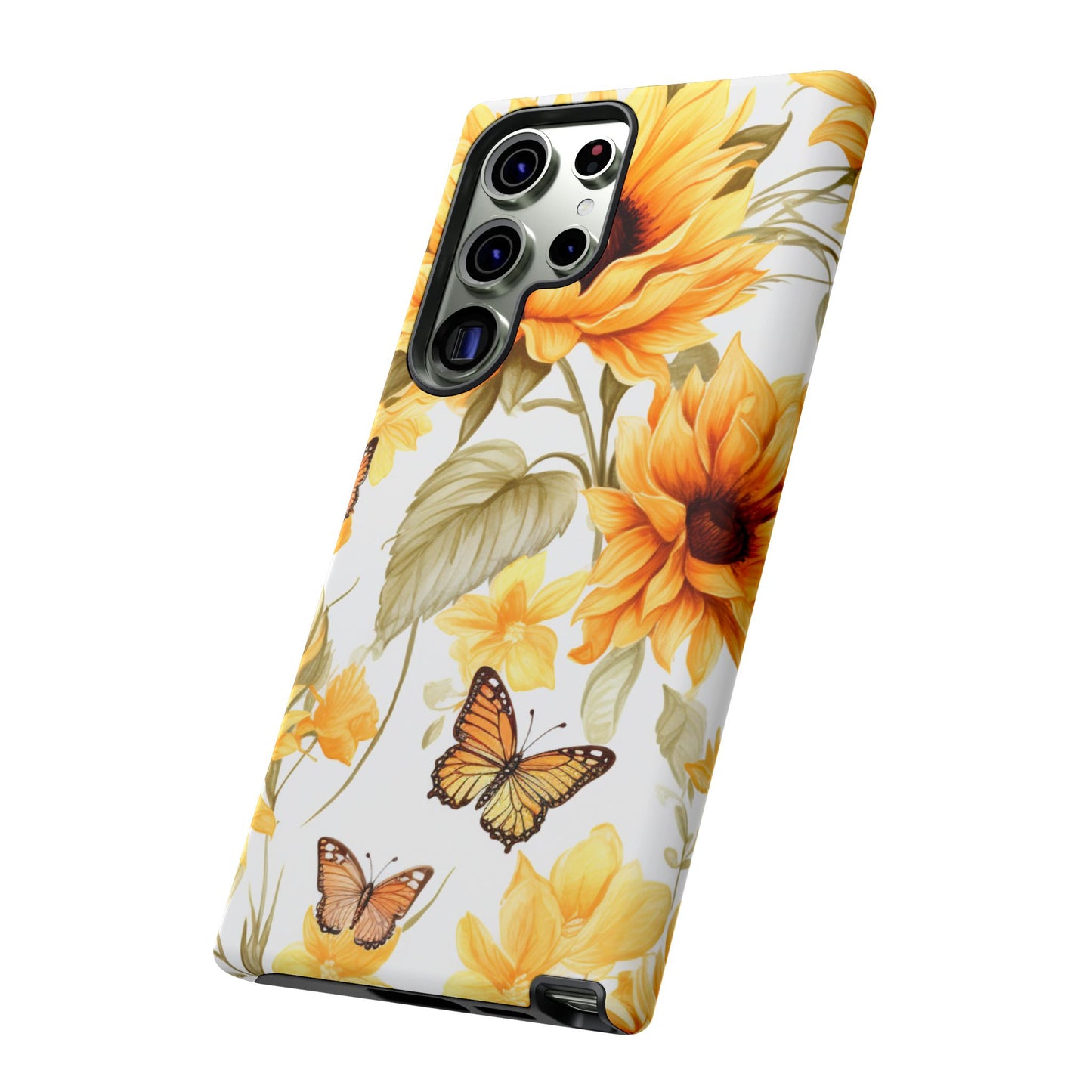 Golden Sunflower & Butterfly Phone Case – Warm & Elegant