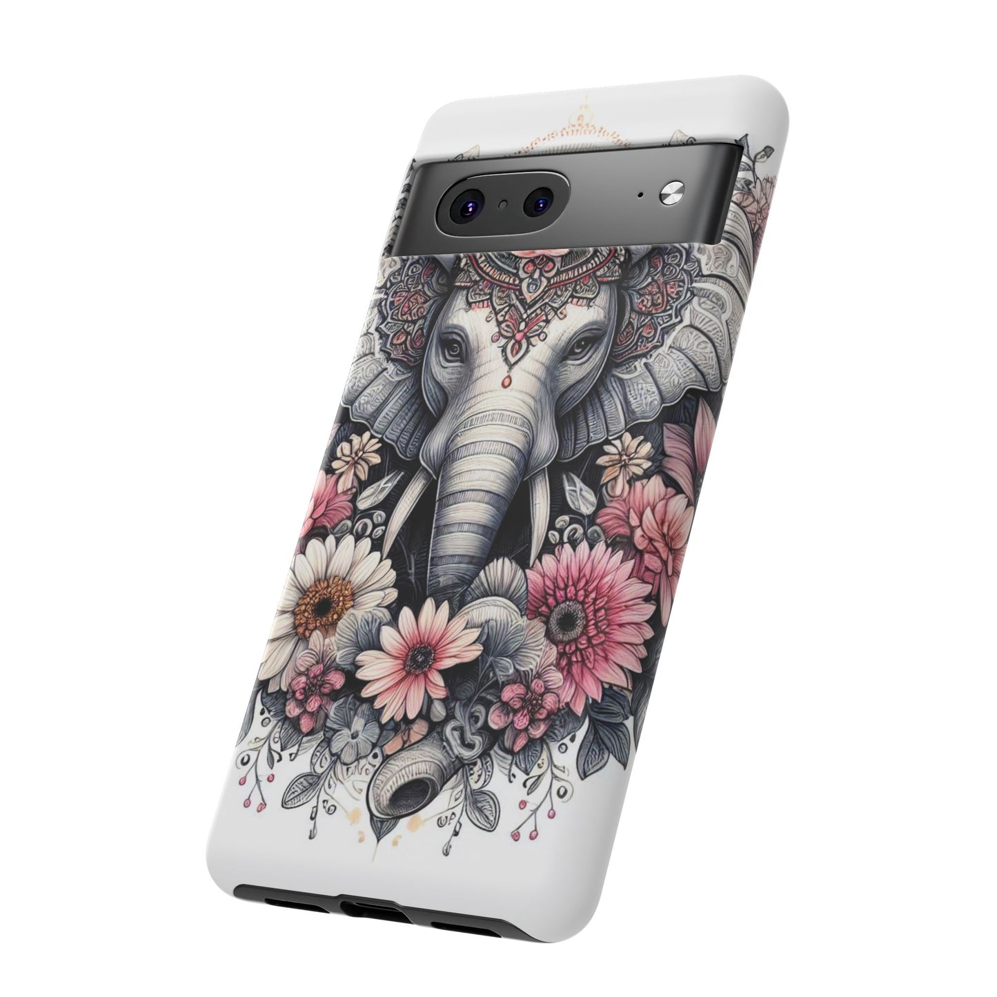 Royal Elephant Mandala Phone Case – Intricate Bohemian Floral Design