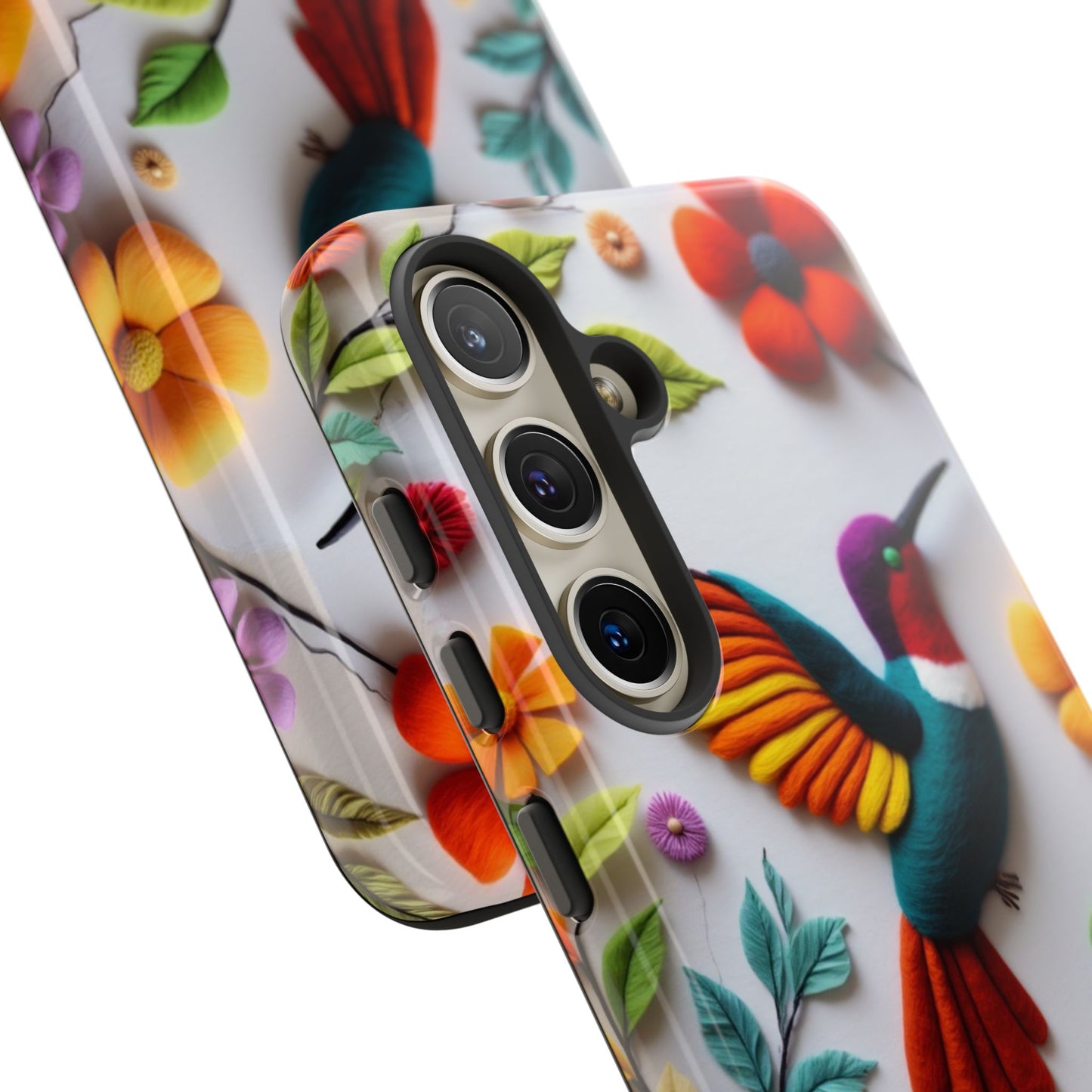 Embroidered Hummingbird with Floral Design | Nature's Elegant Stitch | iPhone 16 Pro