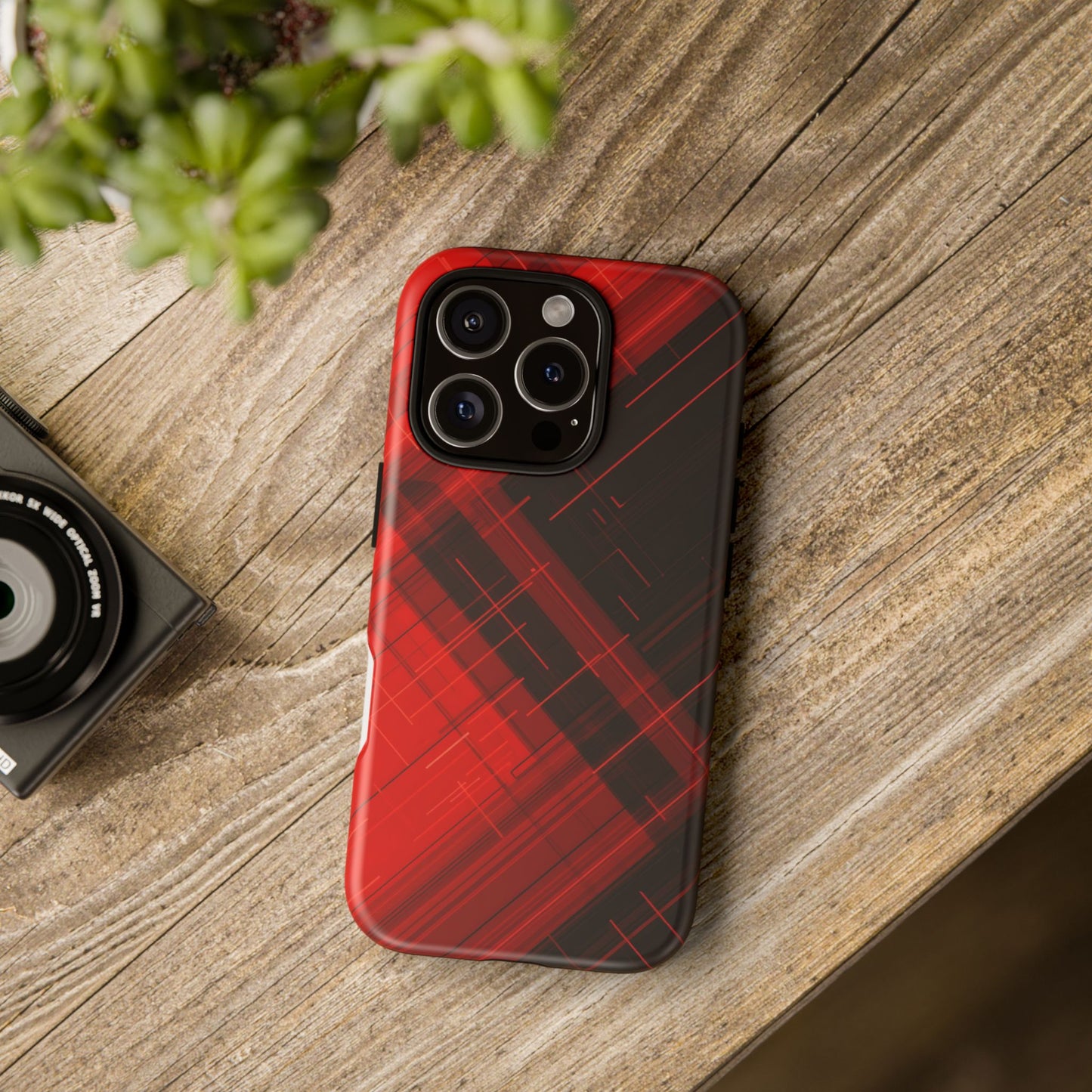 Abstract Red and Black Geometric Pattern