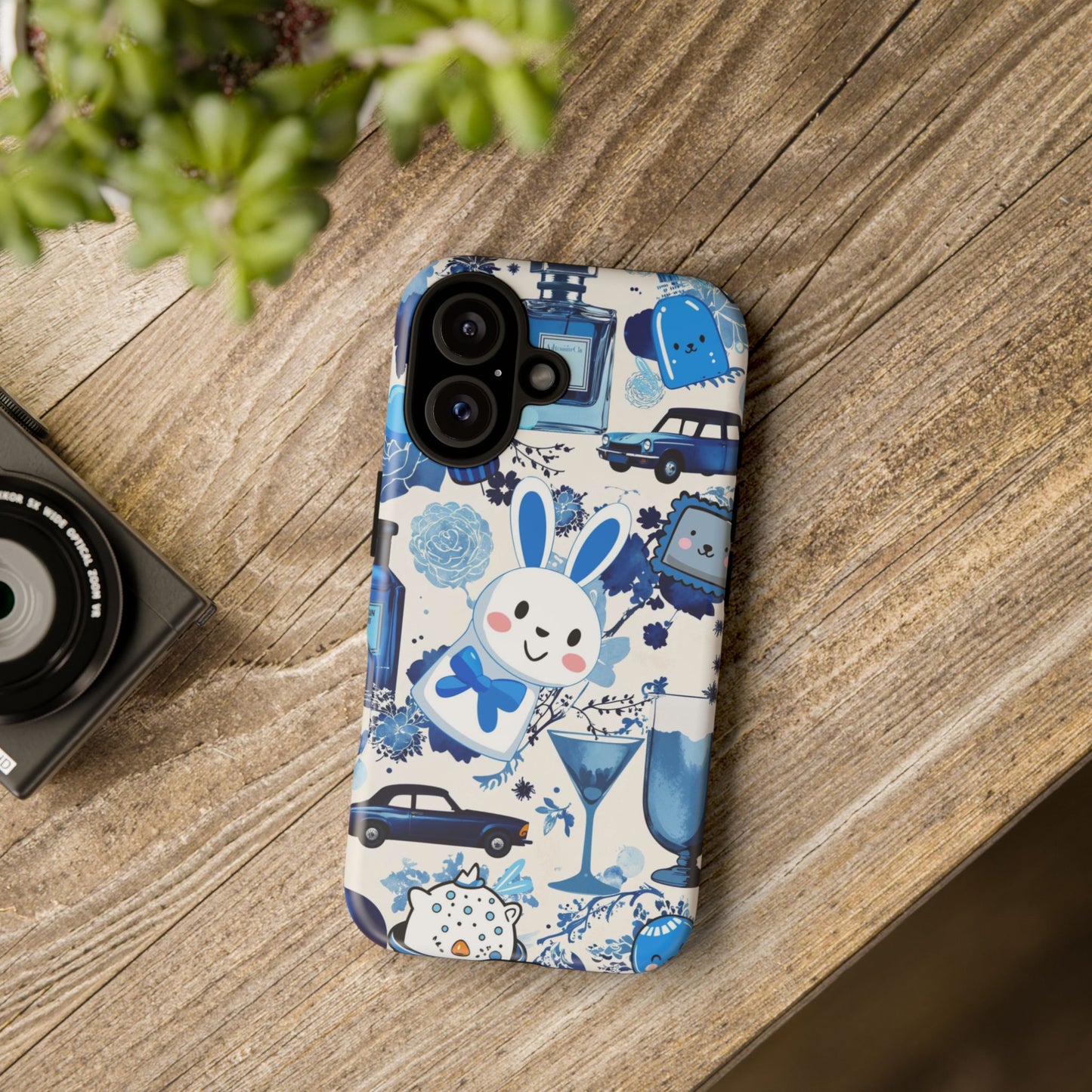 Blue Bunny & Car Themed Phone Case