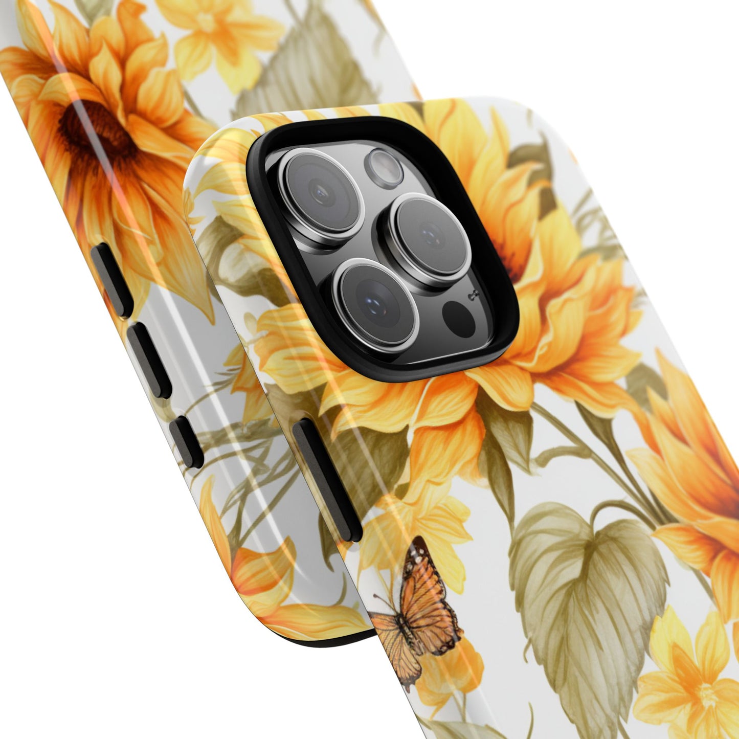 Golden Sunflower & Butterfly Phone Case – Warm & Elegant