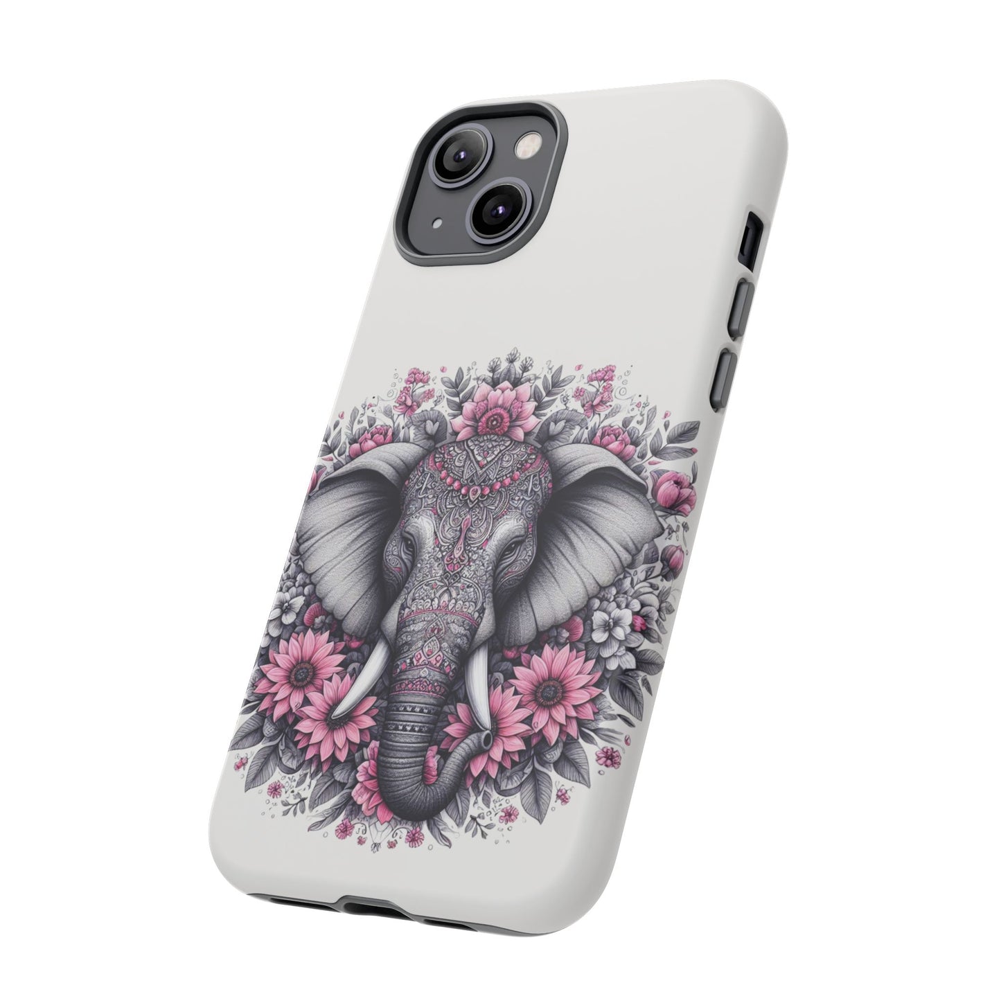 Intricate Floral Elephant Mobile Cover – Mandala-Inspired Boho Art