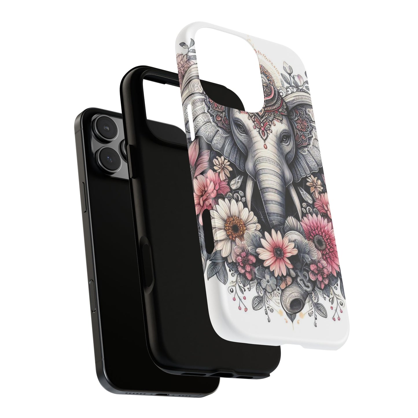 Royal Elephant Mandala Phone Case – Intricate Bohemian Floral Design