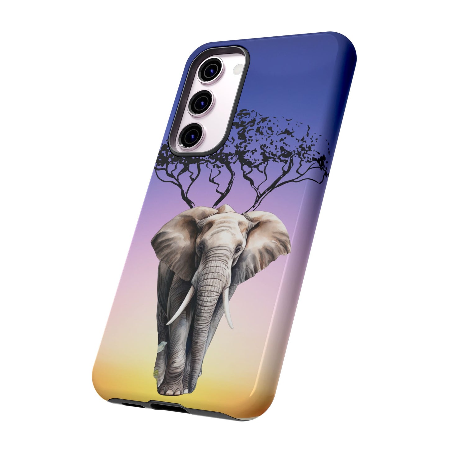 Surreal Elephant Tree Mobile Cover – Dreamy Sunset Fantasy