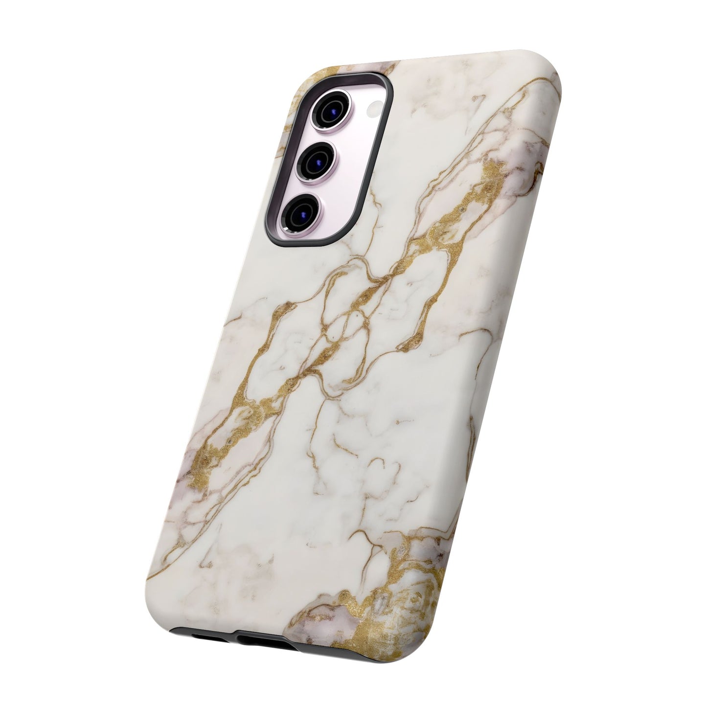 Elegant White and Gold Marble Case Design