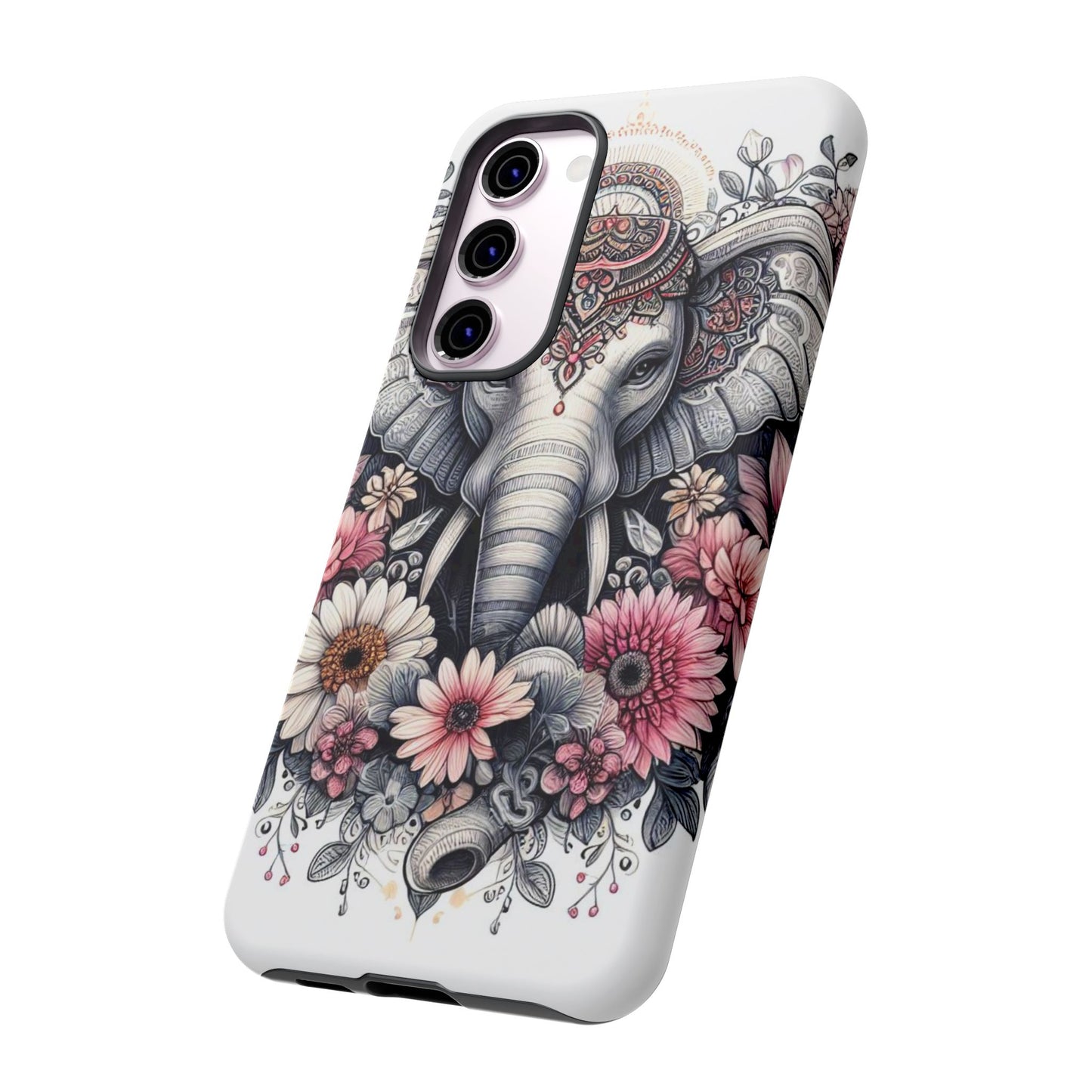 Royal Elephant Mandala Phone Case – Intricate Bohemian Floral Design