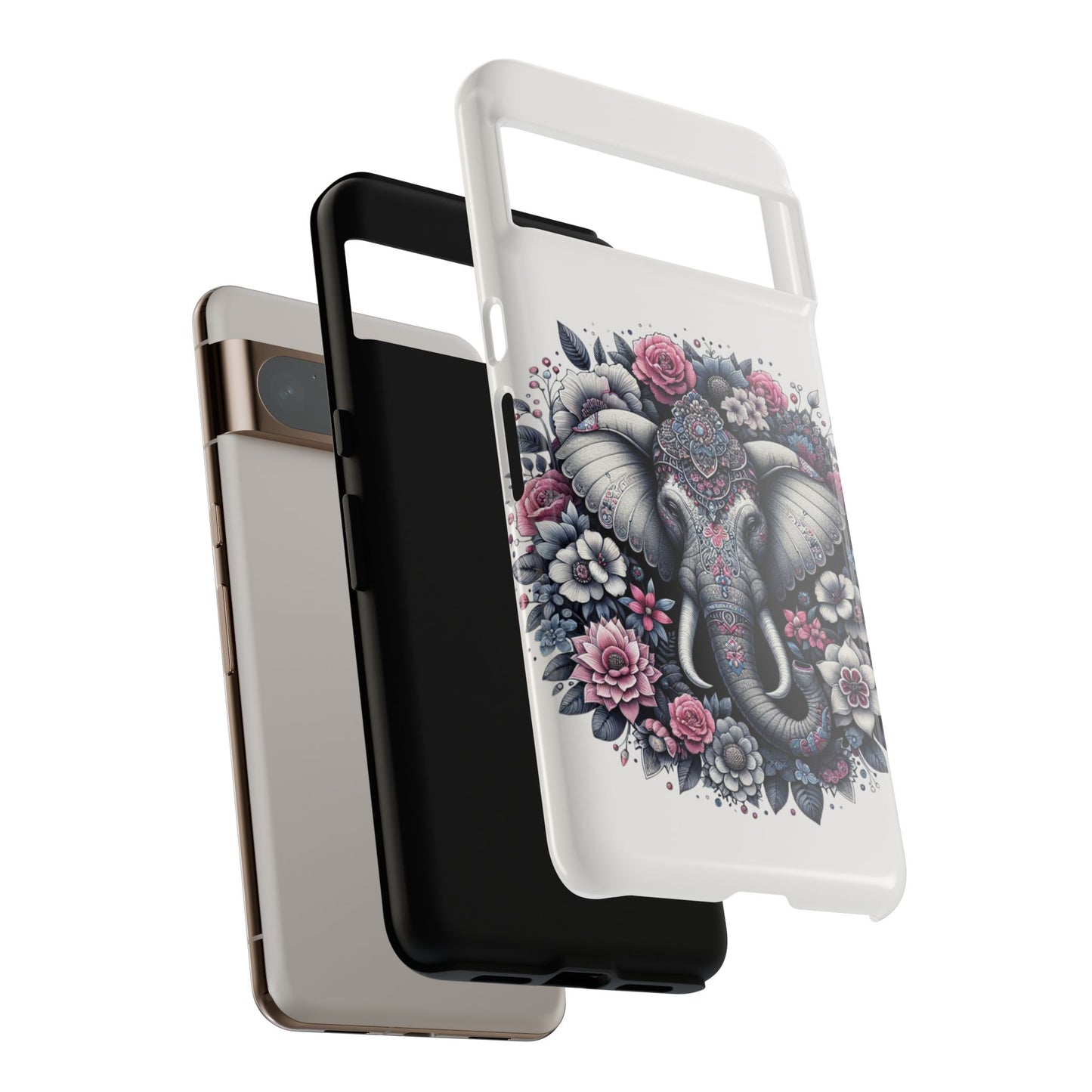 Ornate Floral Elephant Mobile Cover – Elegant Bohemian Art