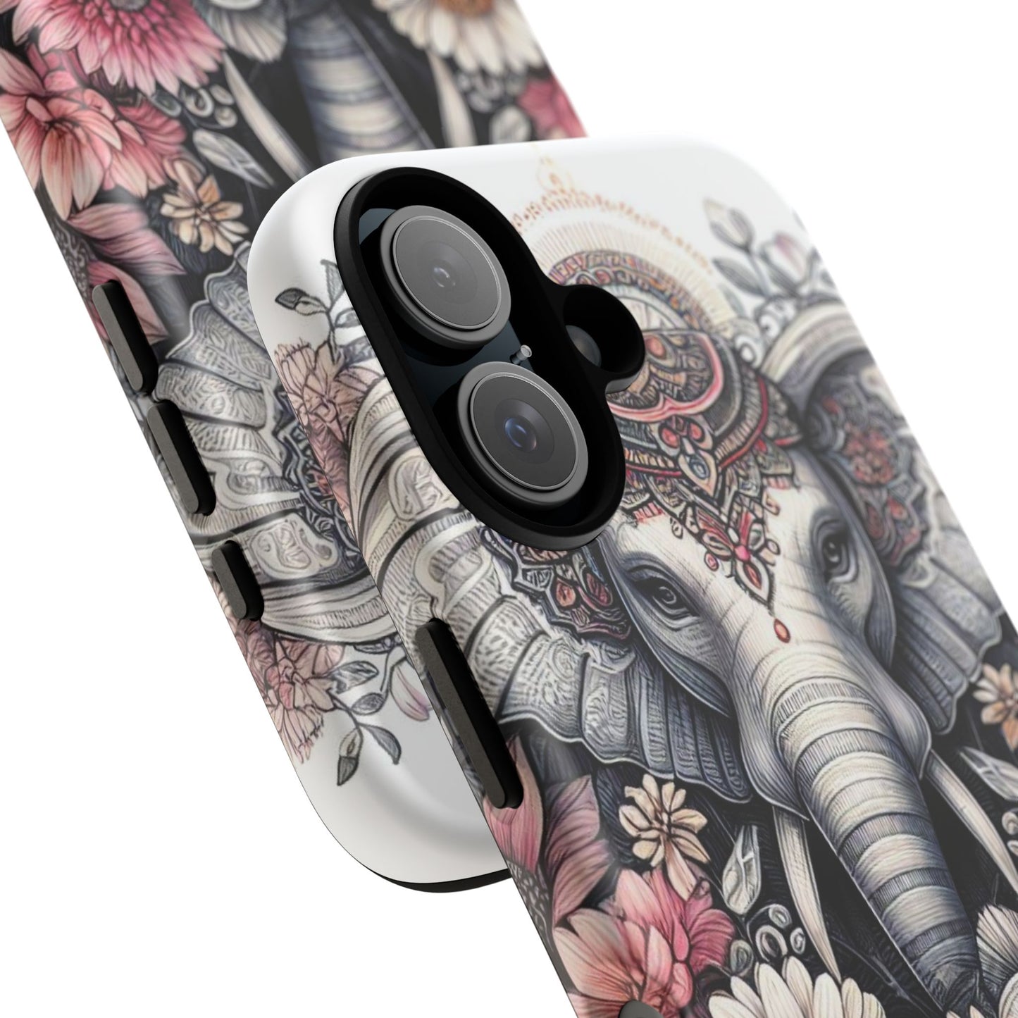 Royal Elephant Mandala Phone Case – Intricate Bohemian Floral Design