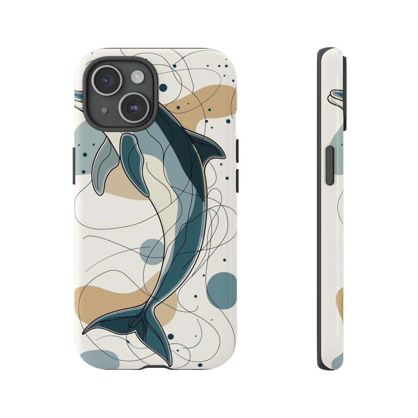 Ocean Whimsy: Abstract Dolphin Splash Phone Case for iPhone, Samsung & Pixel