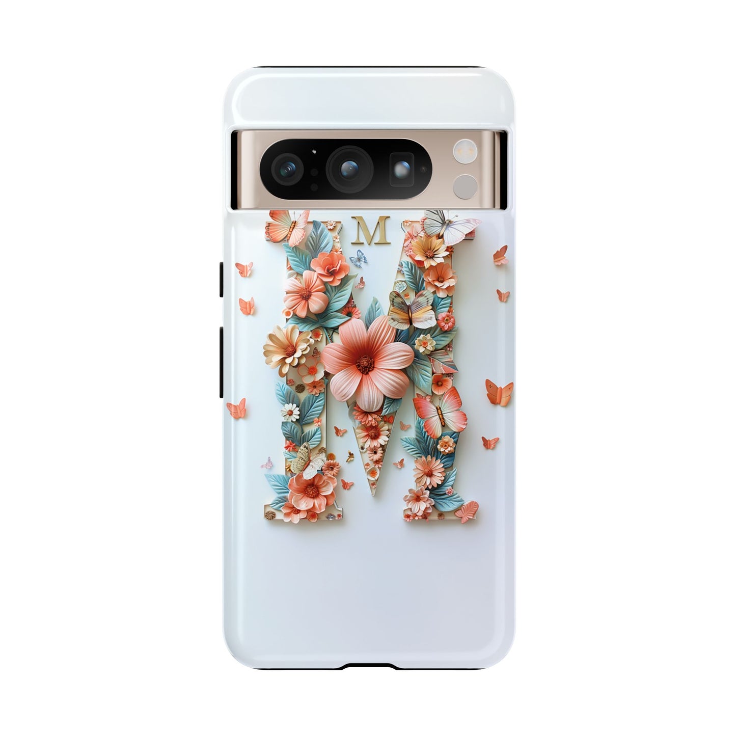 Floral Letter M Phone Case β Personalized Aesthetic Cover for iPhone, Samsung & Google Pixel