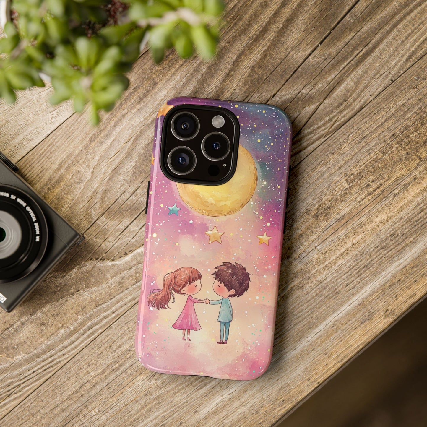 Cosmic Love: Anime Starry Night Phone Case for iPhone, Samsung, Google Pixel