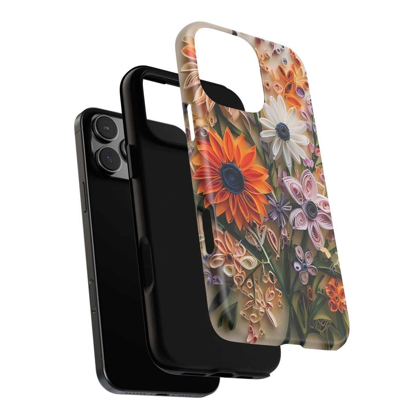 Intricate Quilled Floral Artwork In Vibrant Colors phone case design.
